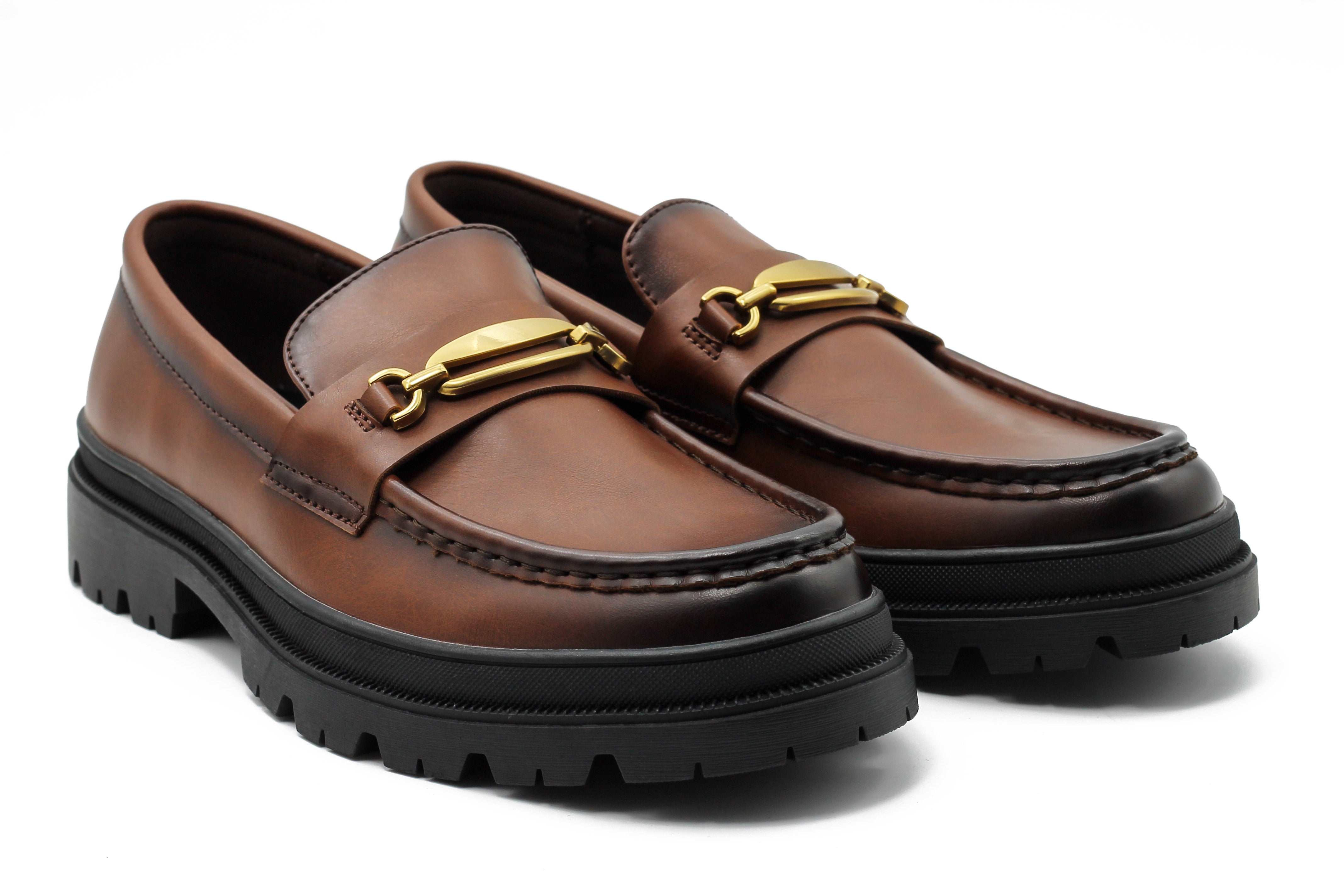 BROWN SNAFFLE BIT LOAFERS