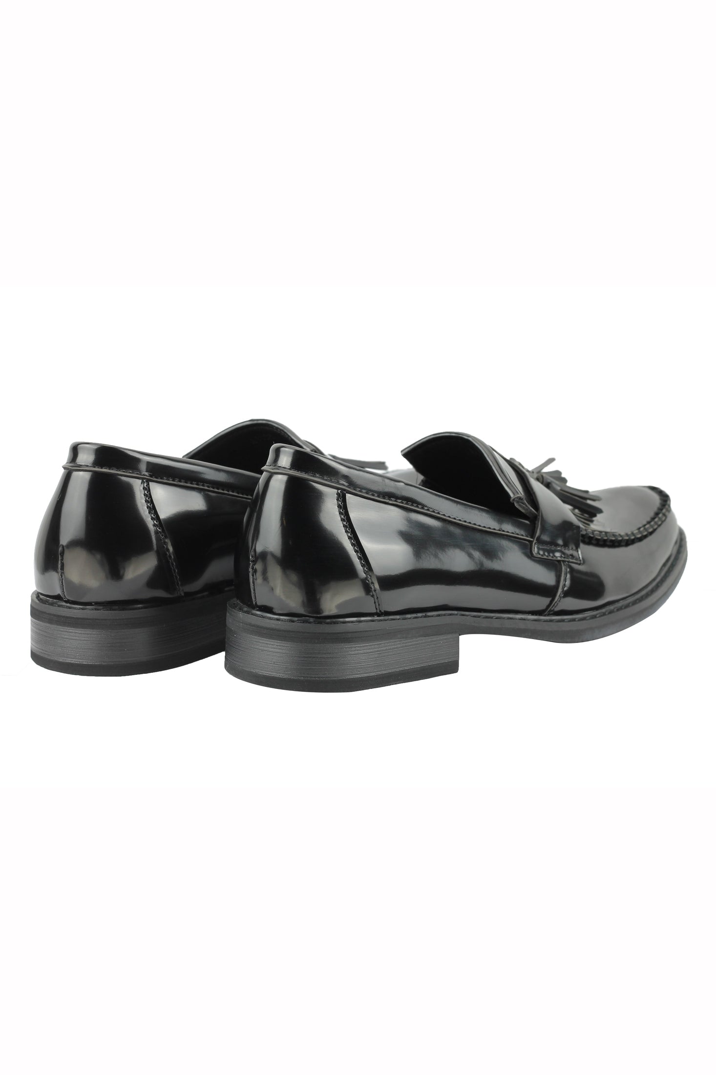 MENS VINTAGE POLISHED LEATHER TASSEL LOAFERS RETRO MOD SHOES IN OXBLOOD, BLACK