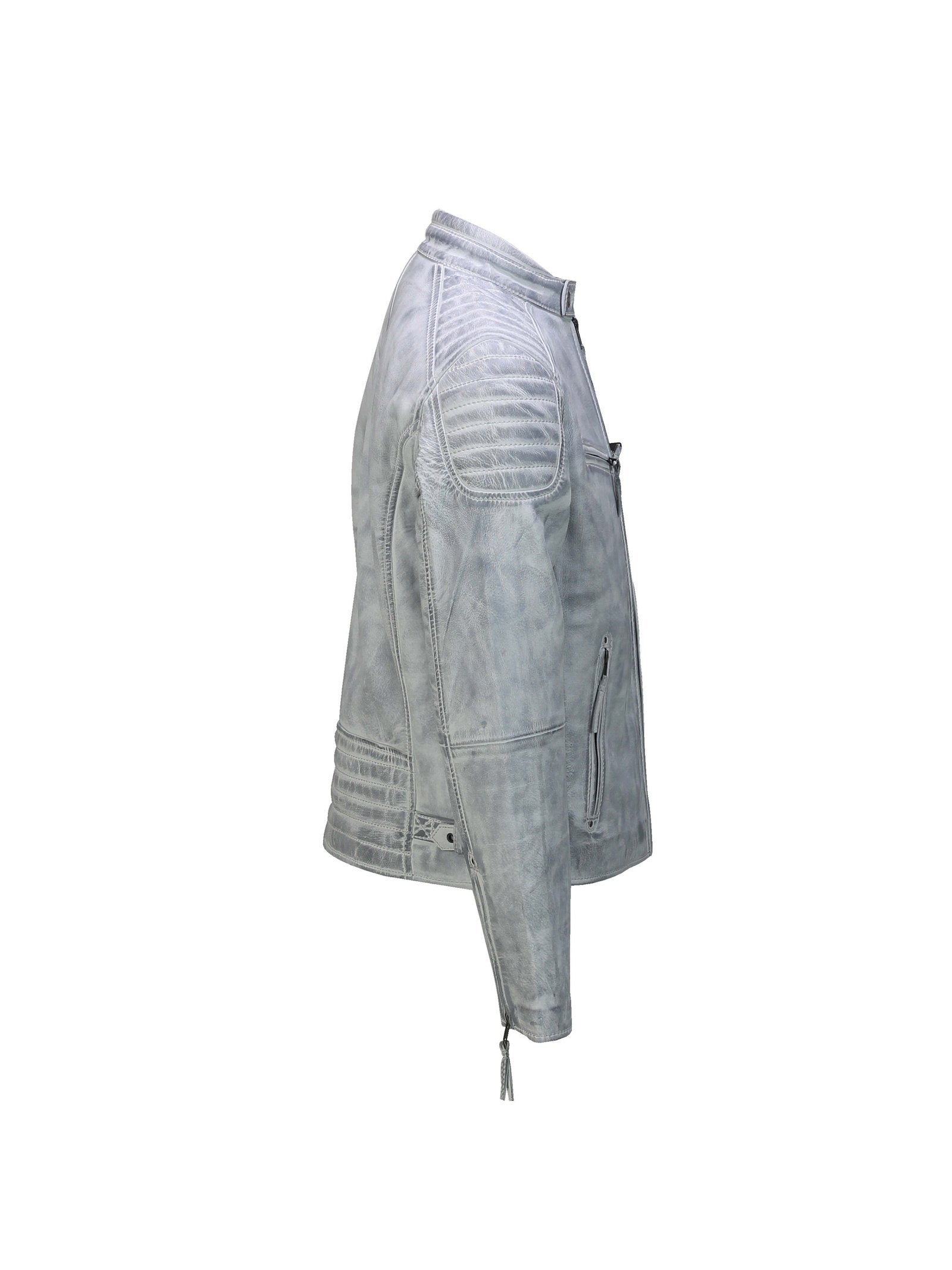 Men's Leather White Biker Jacket