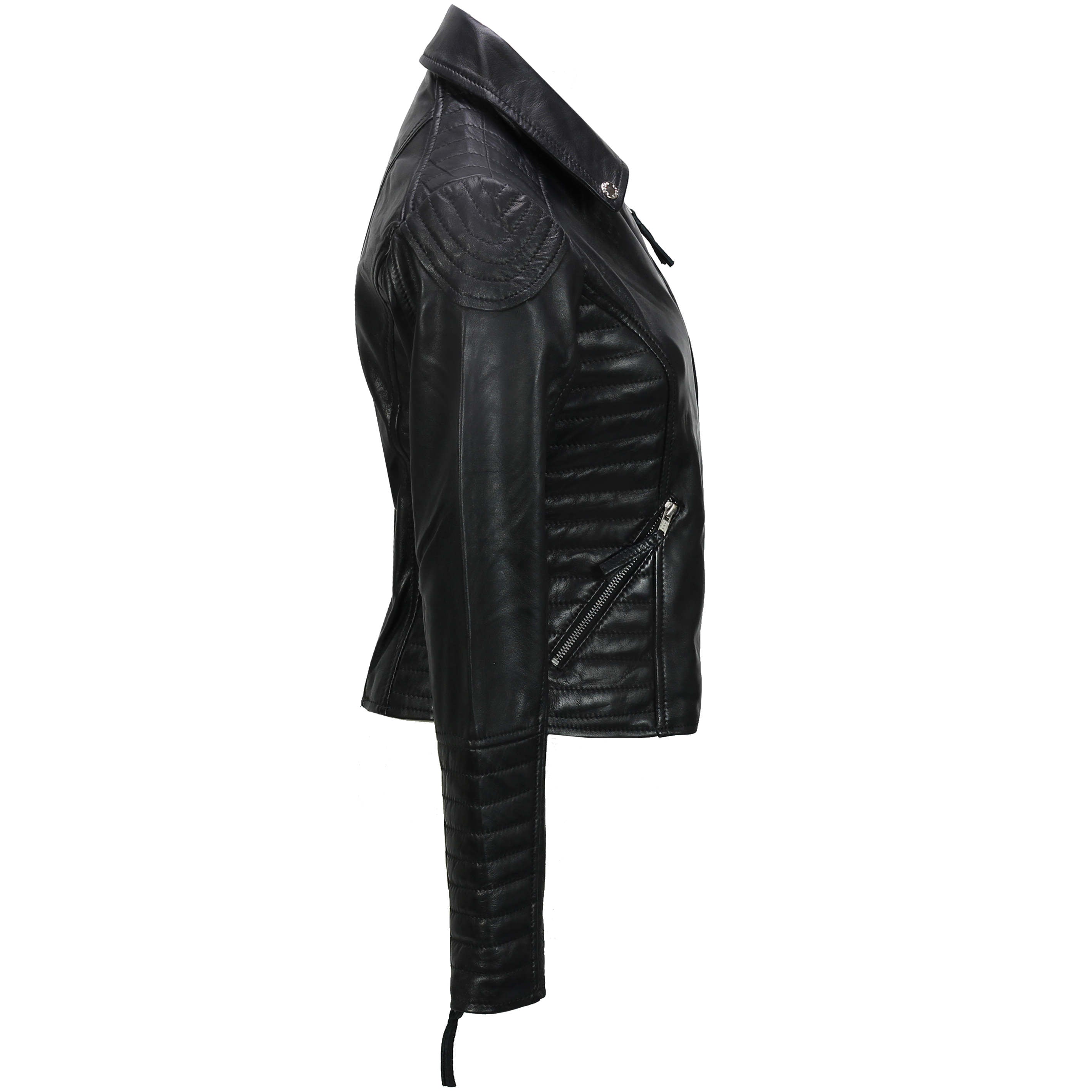 LADIE'S RETRO BIKER JACKET IN BLACK