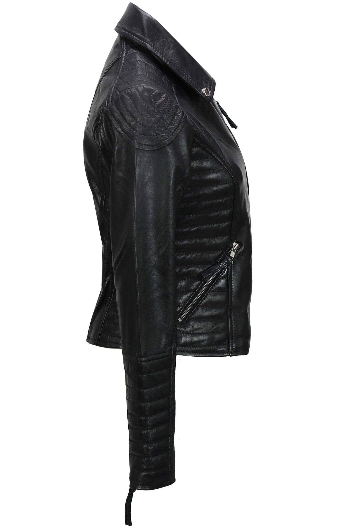LADIE'S RETRO BIKER JACKET IN BLACK