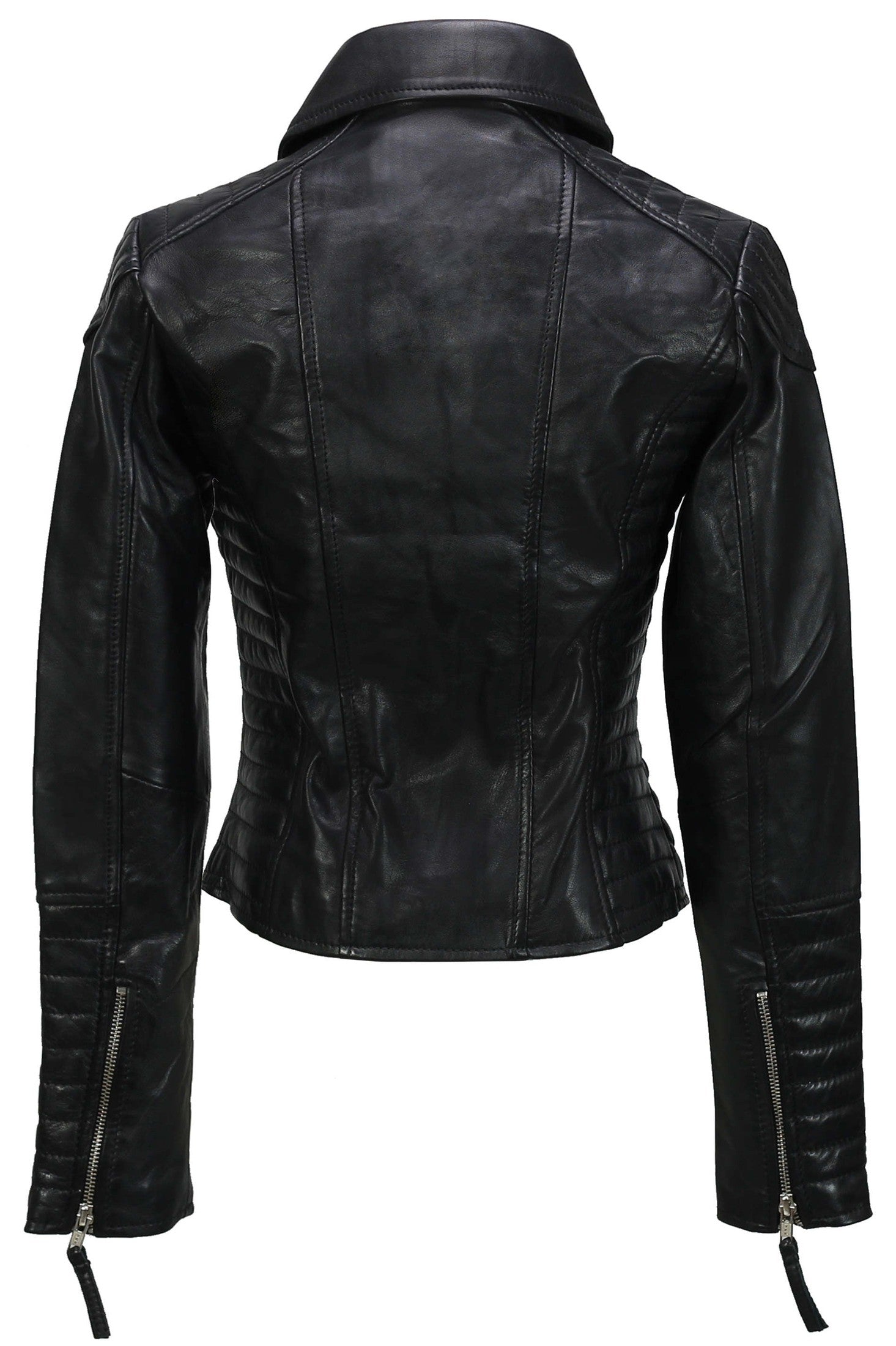 LADIE'S RETRO BIKER JACKET IN BLACK