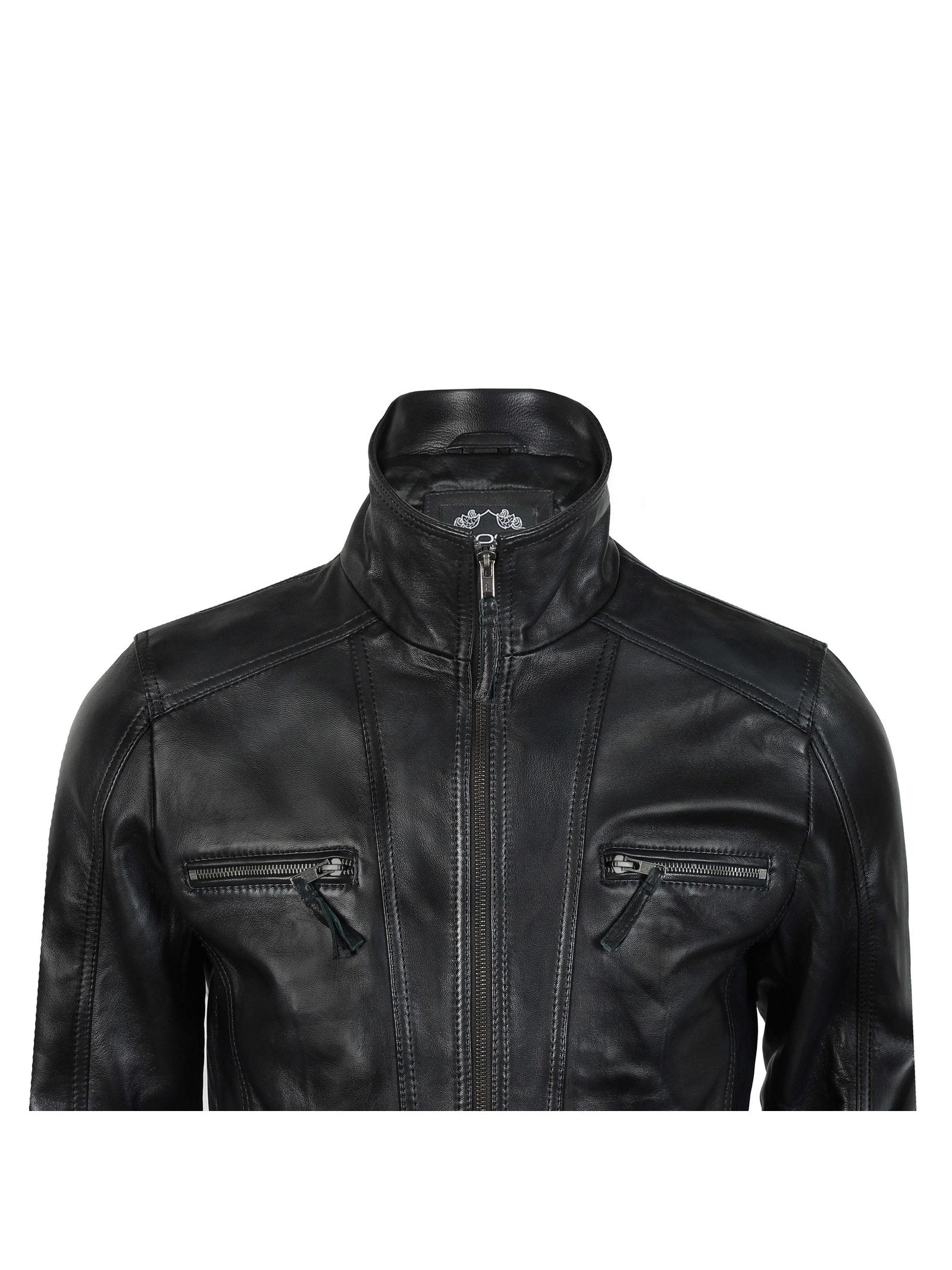 Mens Real Leather Jacket Vintage Style Black Soft Biker Slim Fit Smart Casual