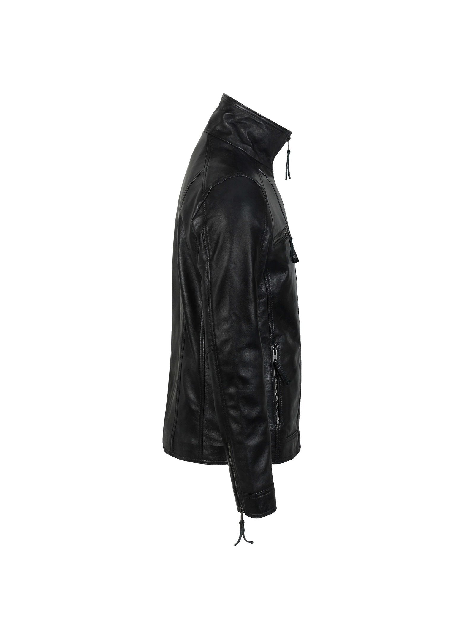 Mens Real Leather Jacket Vintage Style Black Soft Biker Slim Fit Smart Casual