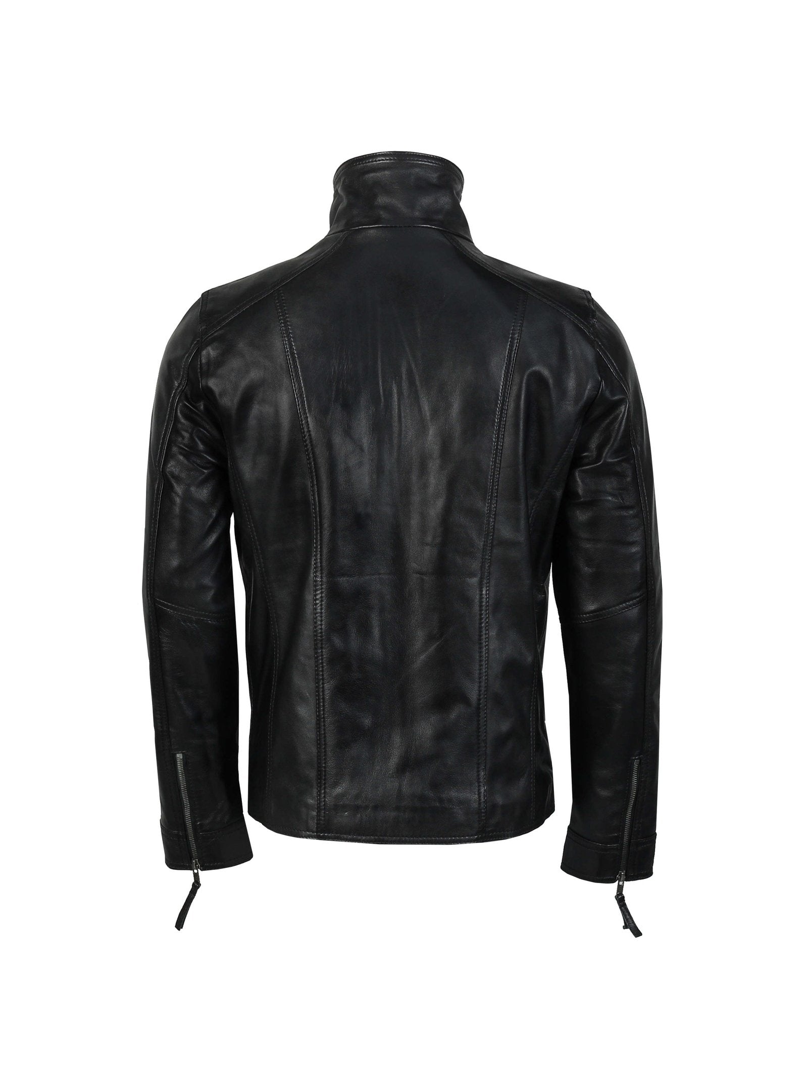 Mens Real Leather Jacket Vintage Style Black Soft Biker Slim Fit Smart Casual
