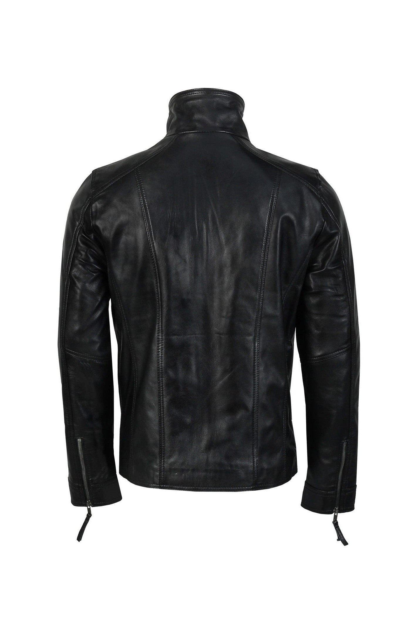 Mens Real Leather Jacket Vintage Style Black Soft Biker Slim Fit Smart Casual