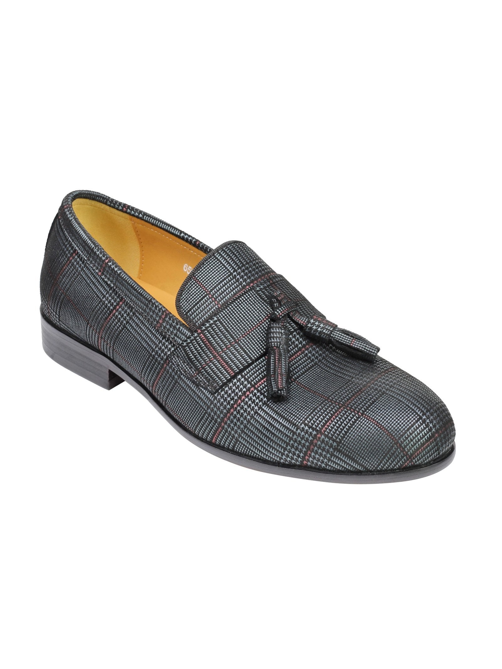 Men’s Classic Tweed Leather Tasselled Loafers Retro Vintage Smart Slip on Shoes