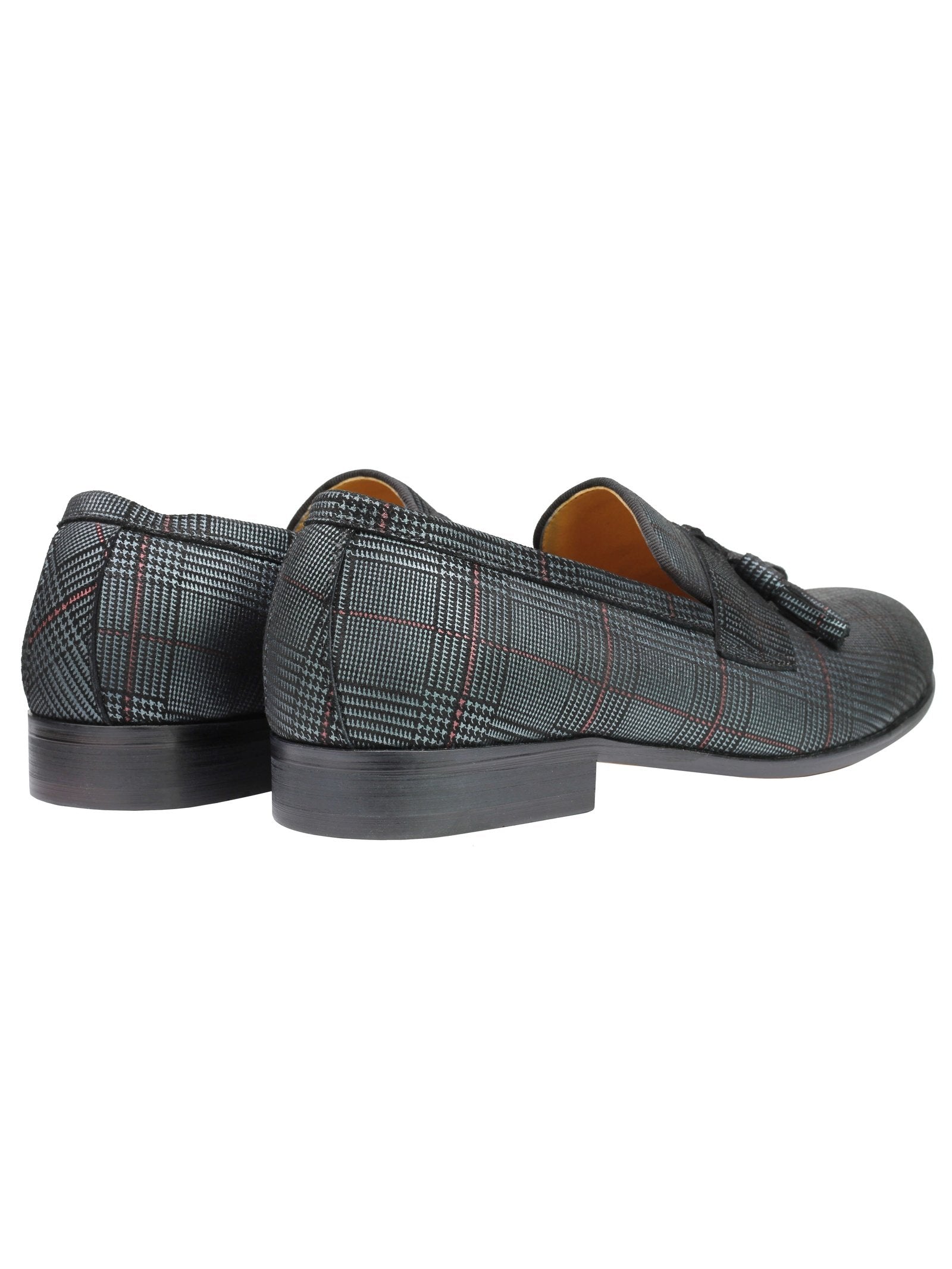 Men’s Classic Tweed Leather Tasselled Loafers Retro Vintage Smart Slip on Shoes