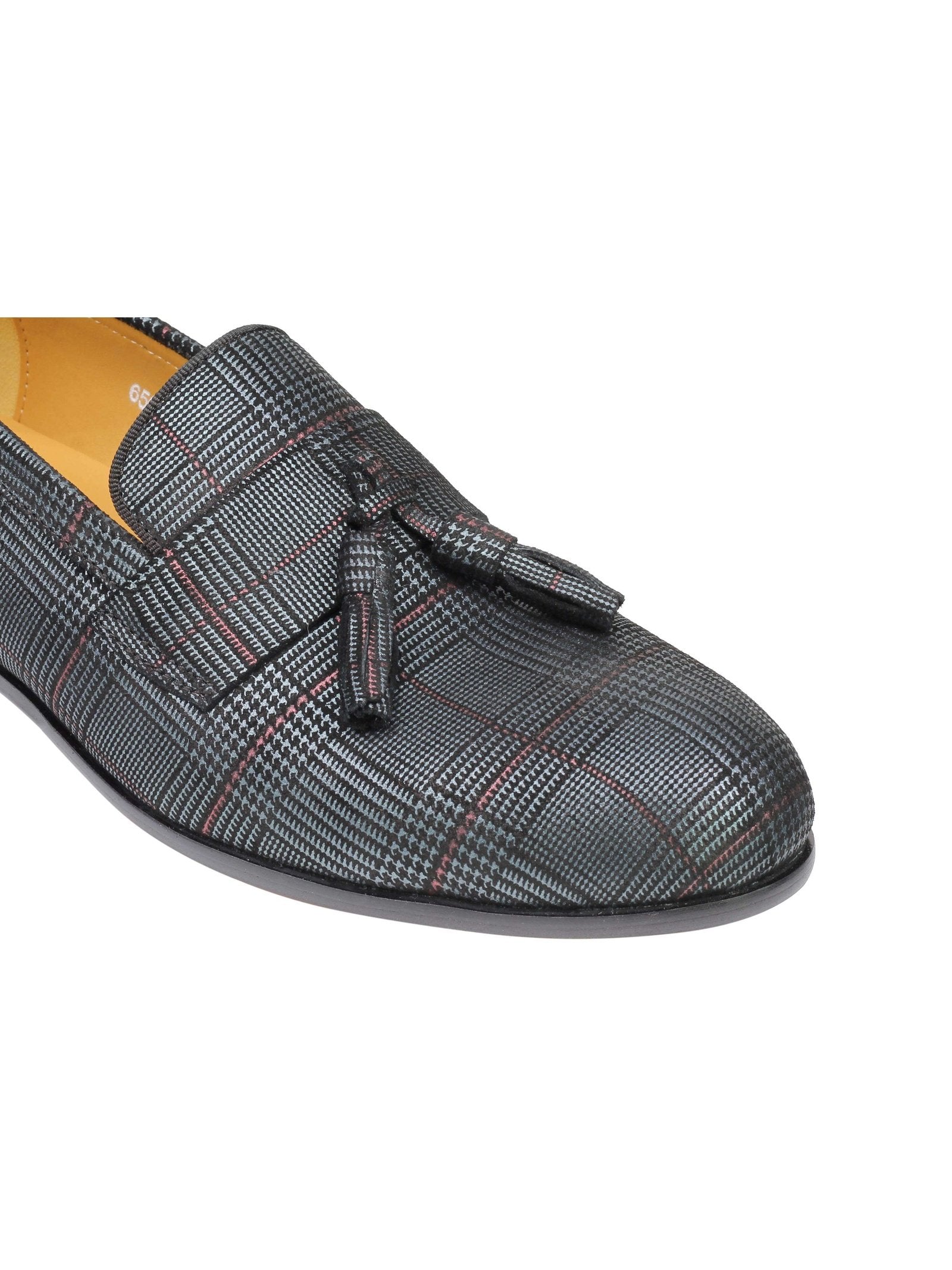 Men’s Classic Tweed Leather Tasselled Loafers Retro Vintage Smart Slip on Shoes