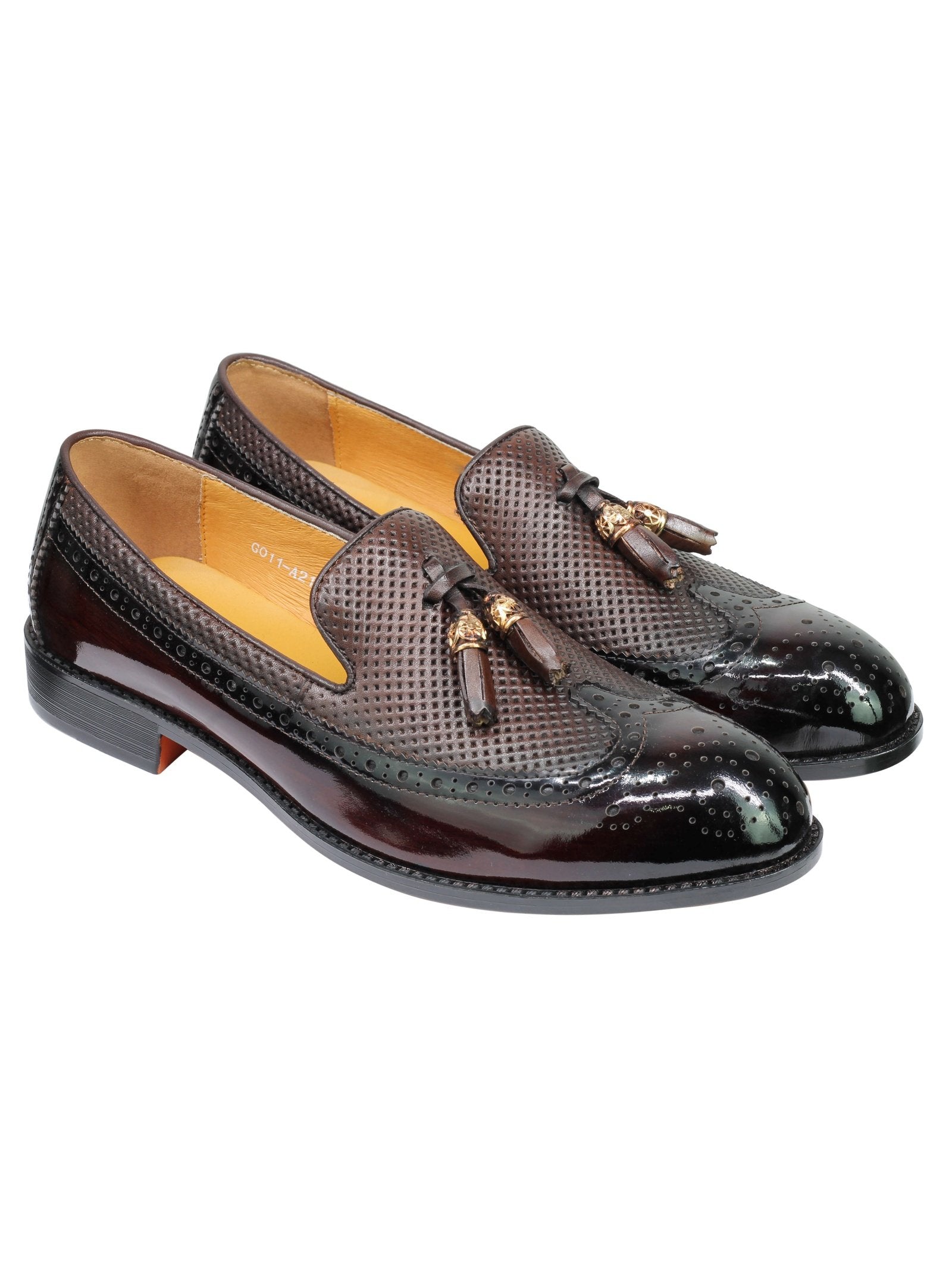 Real Leather Patent Tassel Slip Loafers