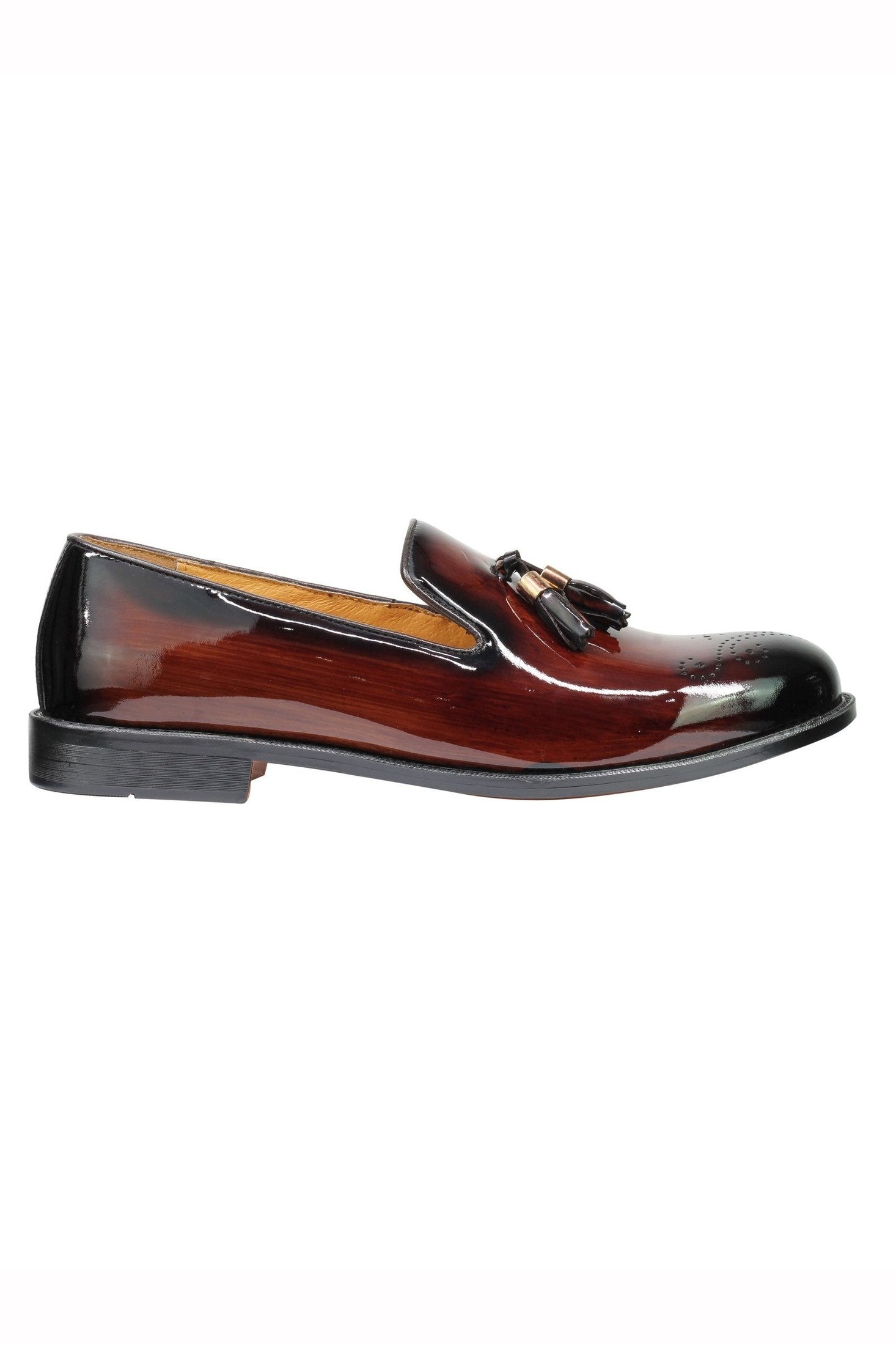 Real Leather Brown Patent Loafers