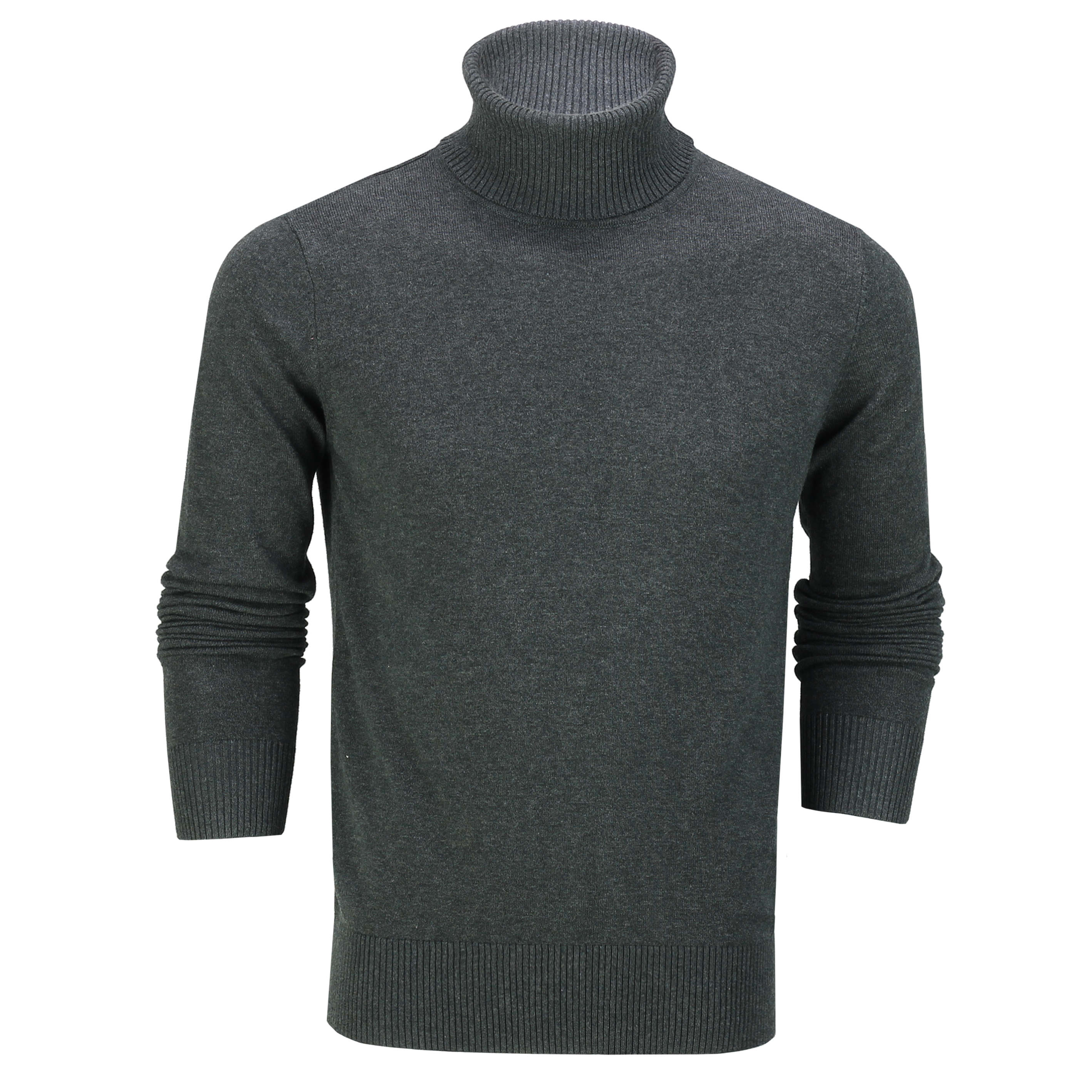 G 1808 - Mens Roll Neck Grey Jumper Soft Cotton Fine Knitted