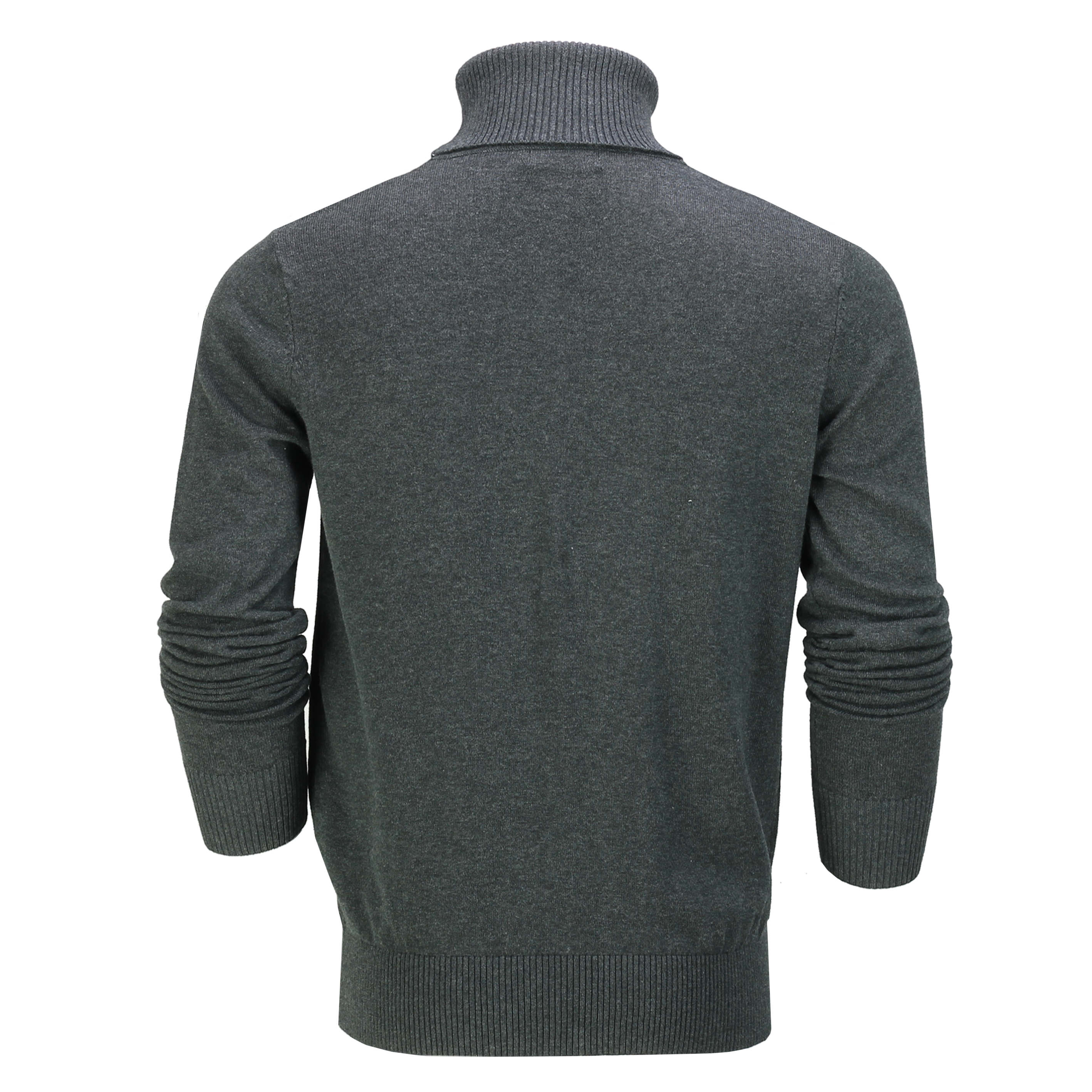 G 1808 - Mens Roll Neck Grey Jumper Soft Cotton Fine Knitted