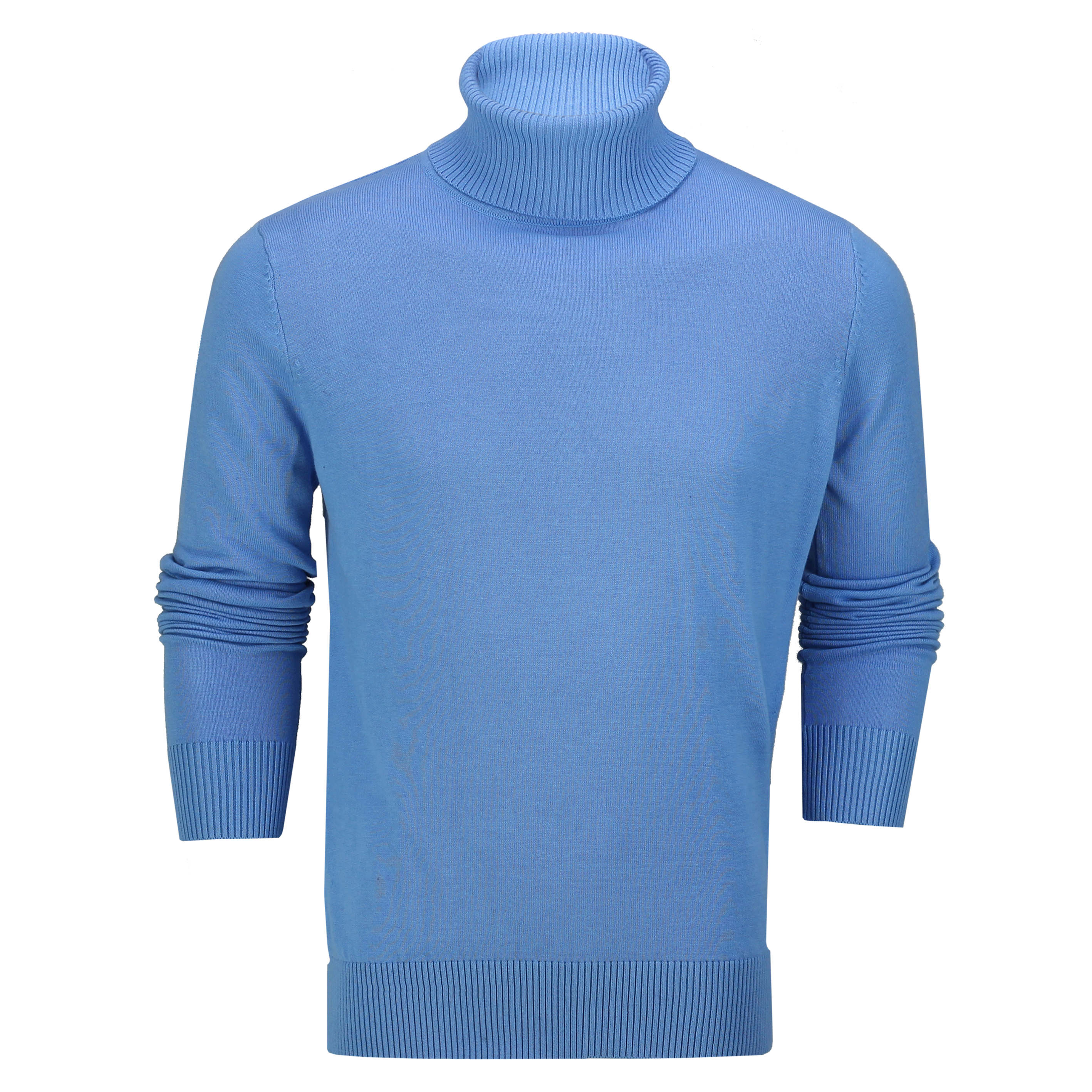 G 1808 - Mens Roll Neck Blue Jumper Soft Cotton Fine Knitted