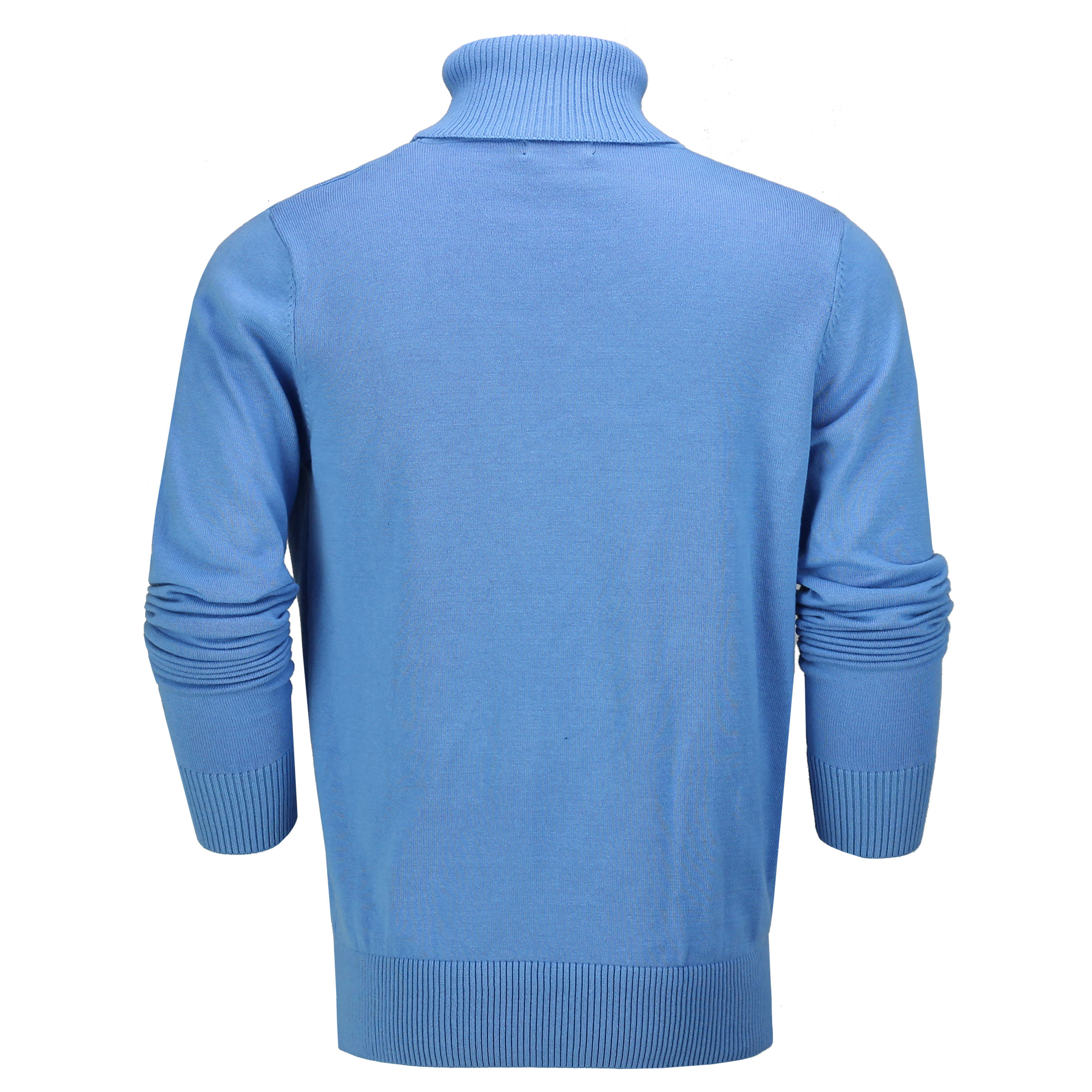 G 1808 - Mens Roll Neck Blue Jumper Soft Cotton Fine Knitted