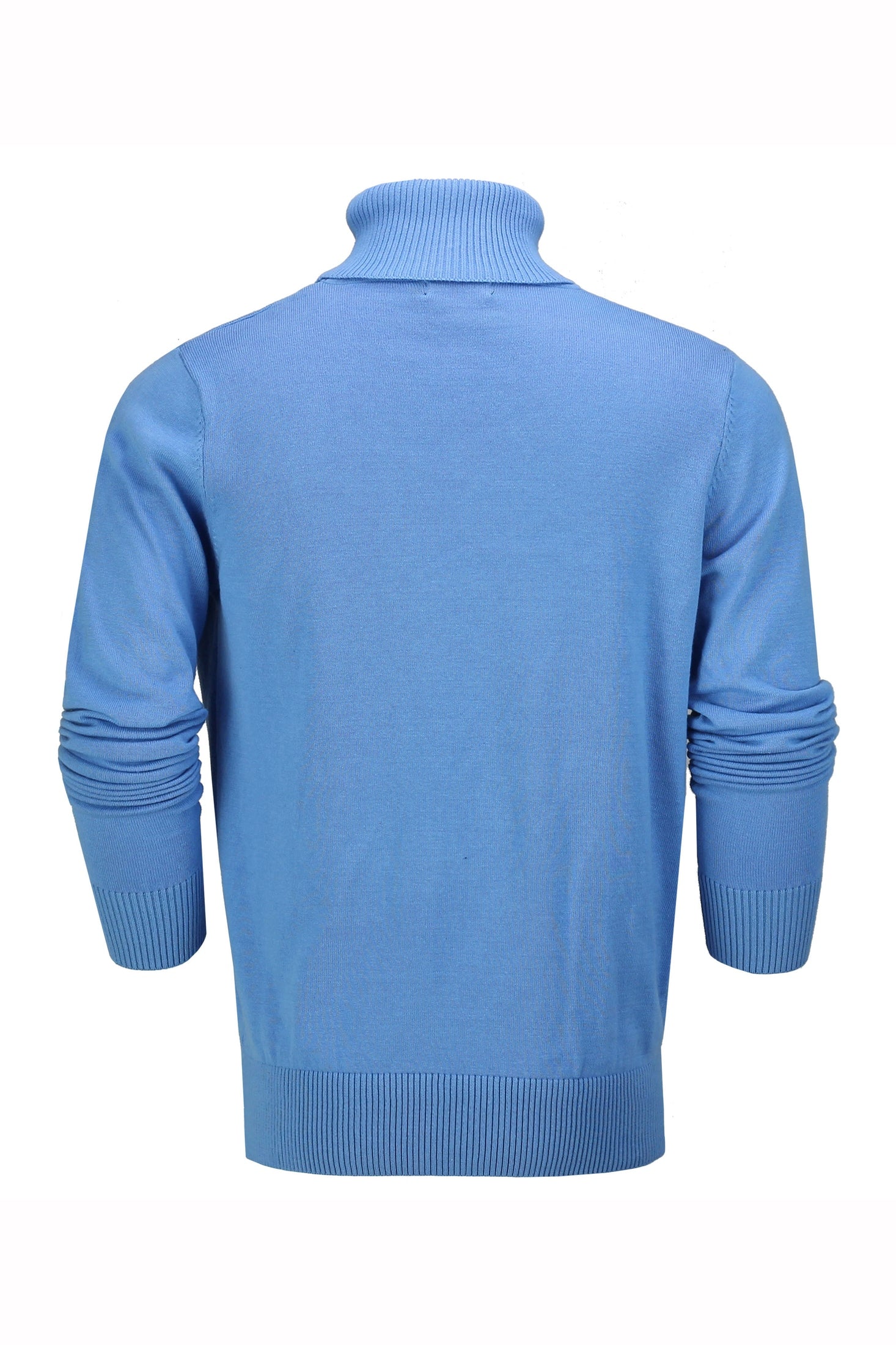 G 1808 - Mens Roll Neck Blue Jumper Soft Cotton Fine Knitted