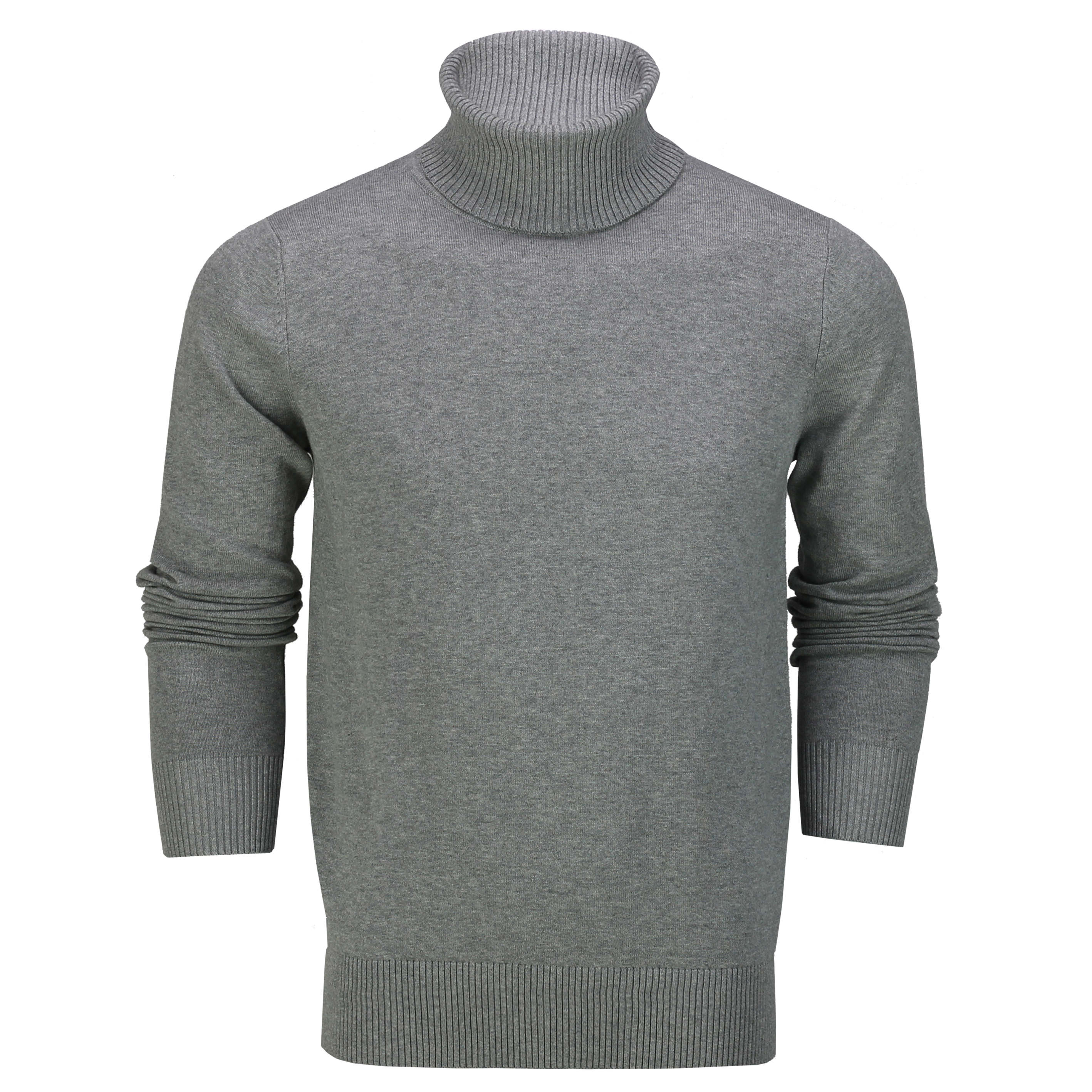 G 1808 - Mens Roll Neck Light Grey Jumper Soft Cotton Fine Knitted