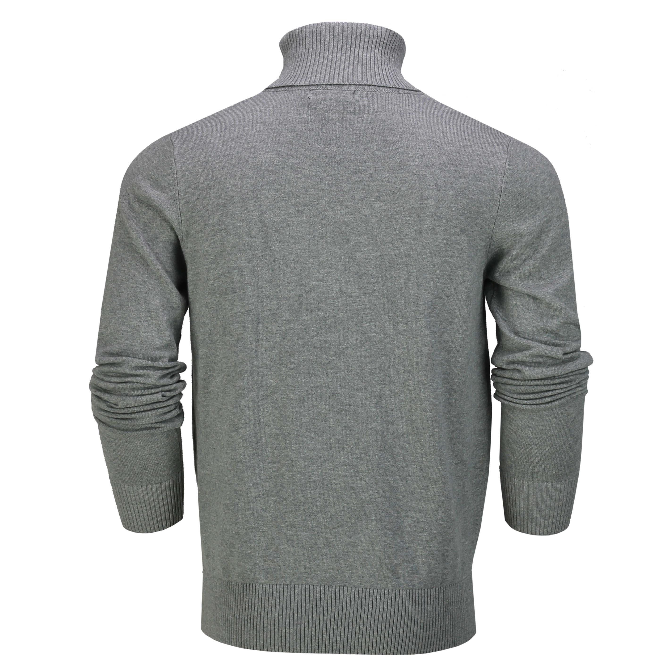 G 1808 - Mens Roll Neck Light Grey Jumper Soft Cotton Fine Knitted