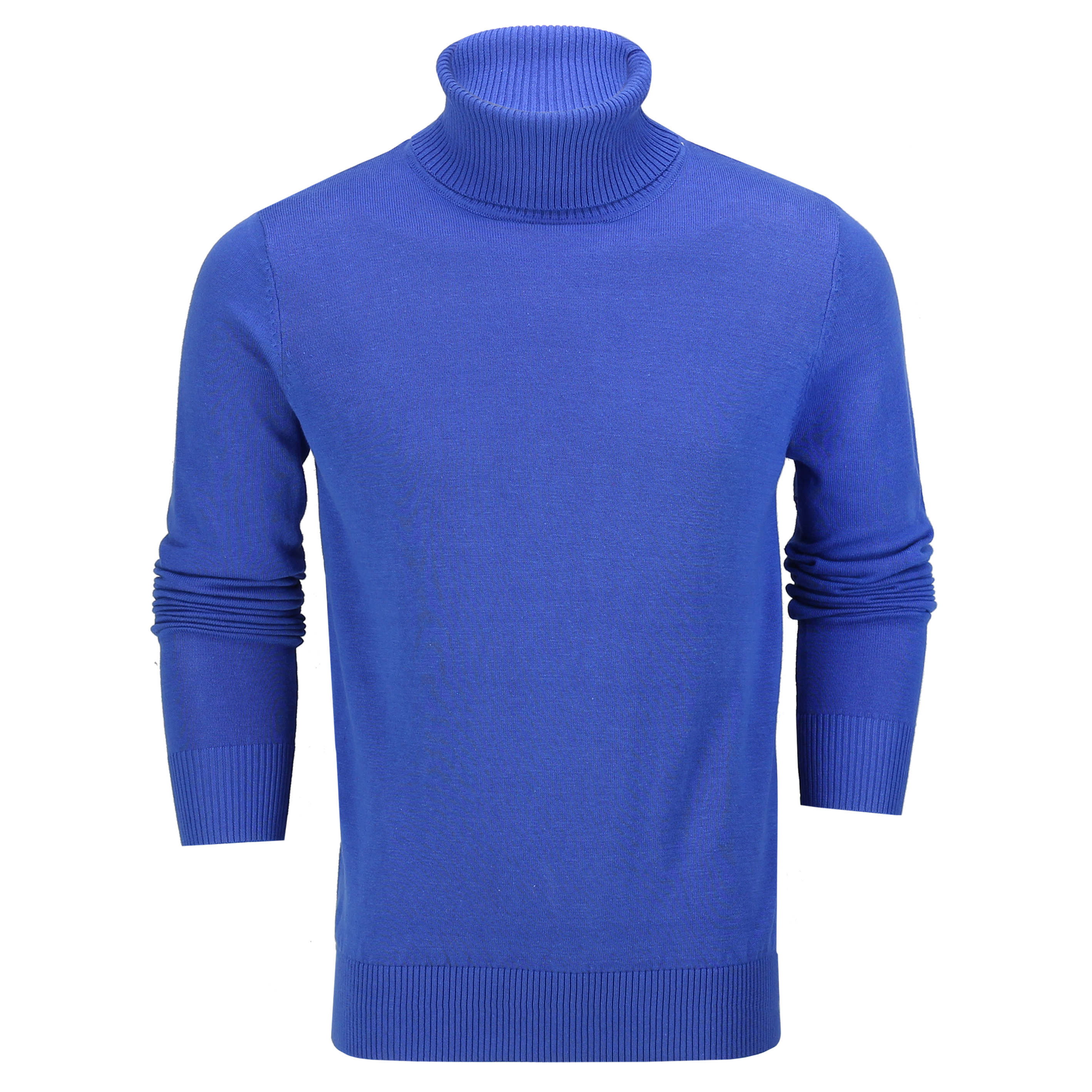 G 1808 - Mens Roll Neck Royal Blue Jumper Soft Cotton Fine Knitted