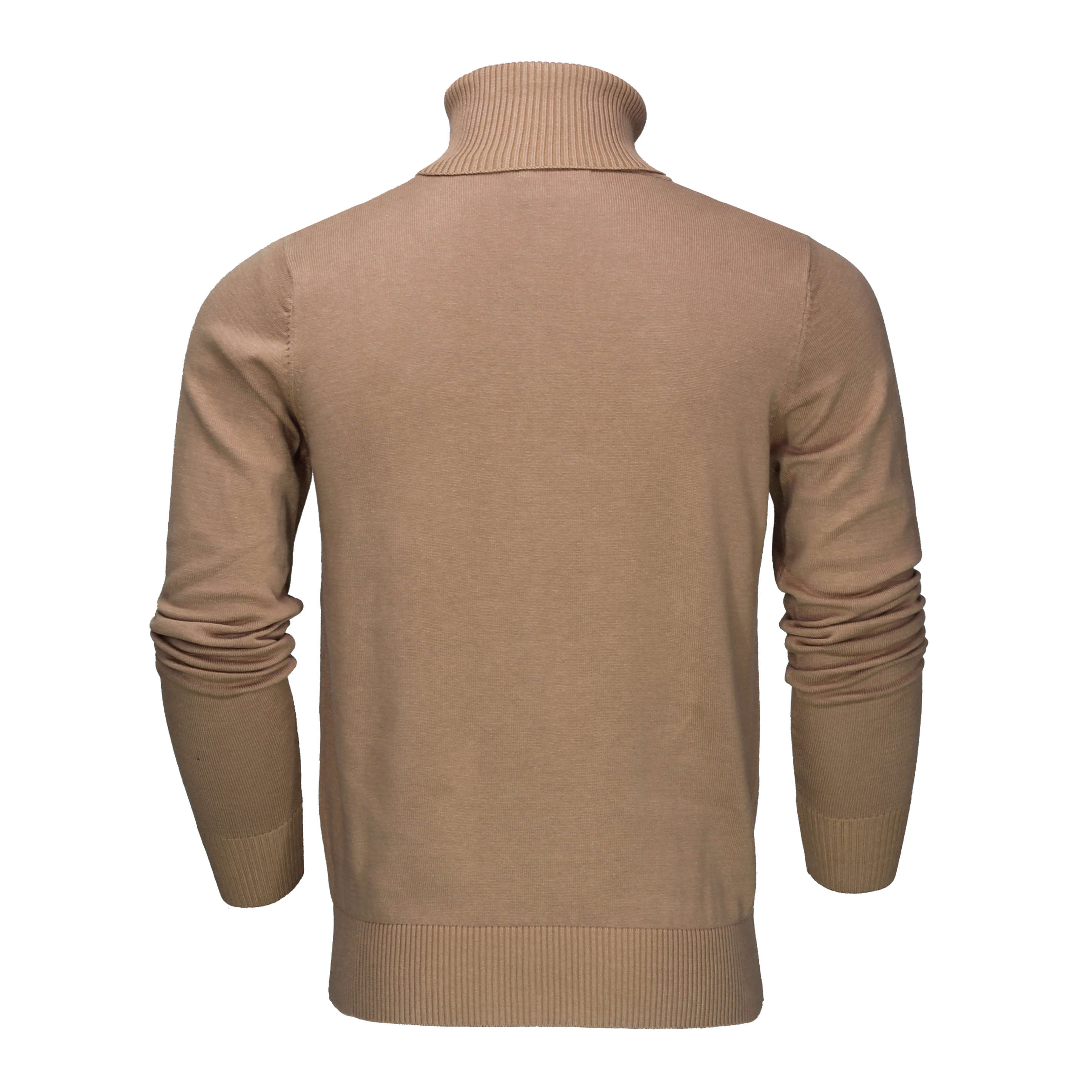 ROLL NECK JUMPER LIGHTWEIGHT STRETCH COTTON, CAMEL