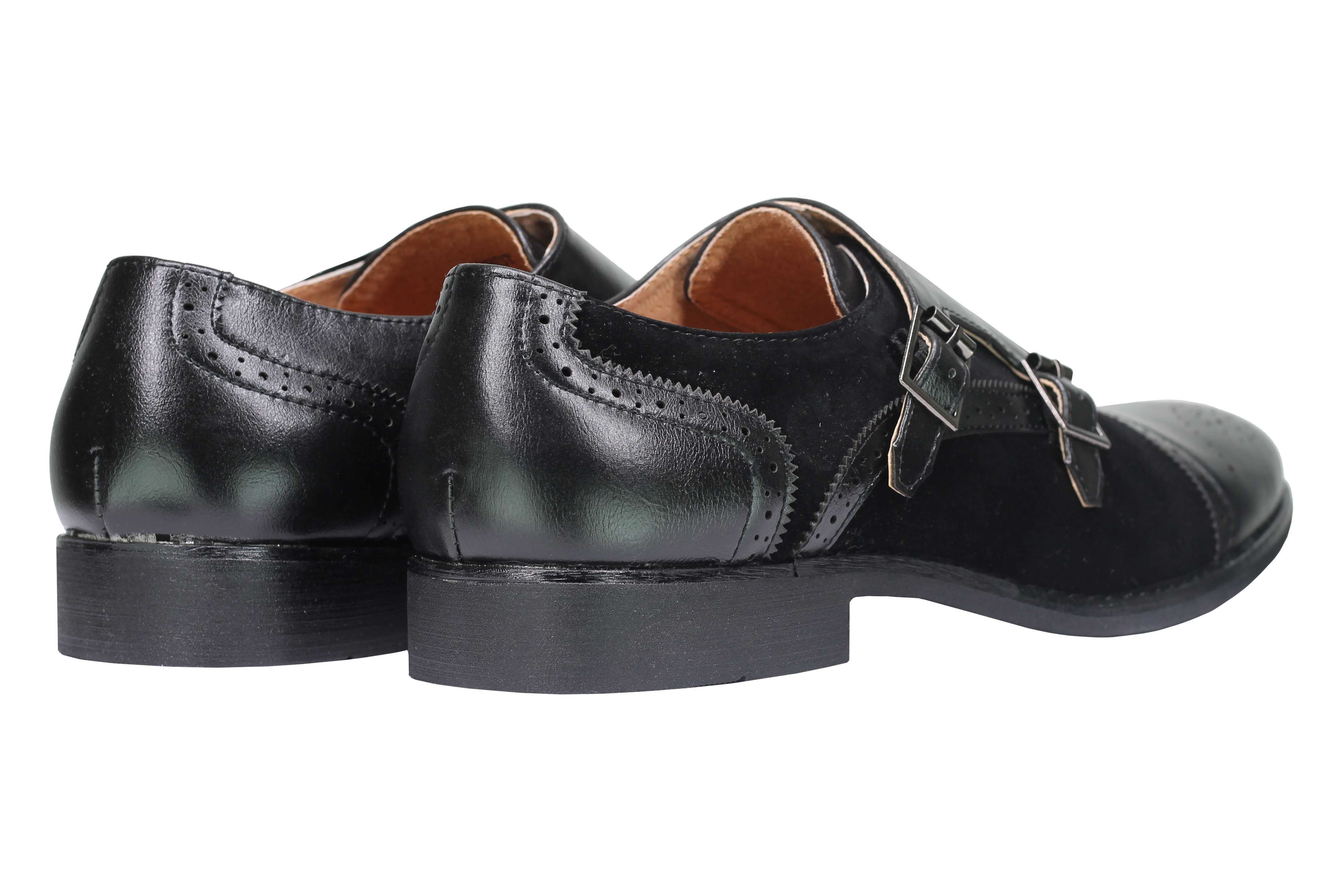 Mens Suede Leather Lined Monk Strap Shoes Classic Double Buckle Slip on Brogues