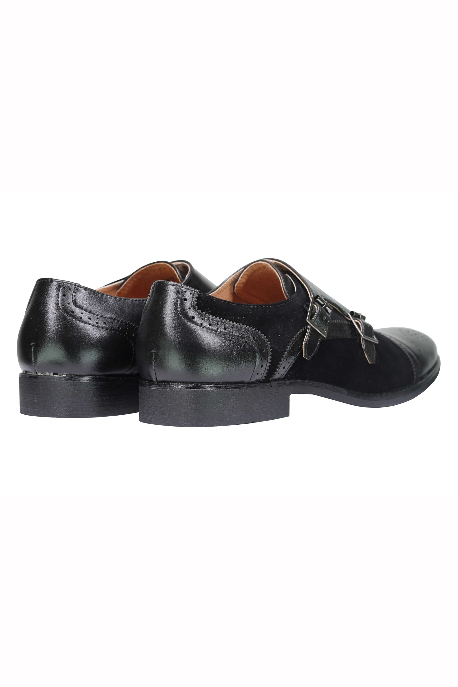 Mens Suede Leather Lined Monk Strap Shoes Classic Double Buckle Slip on Brogues