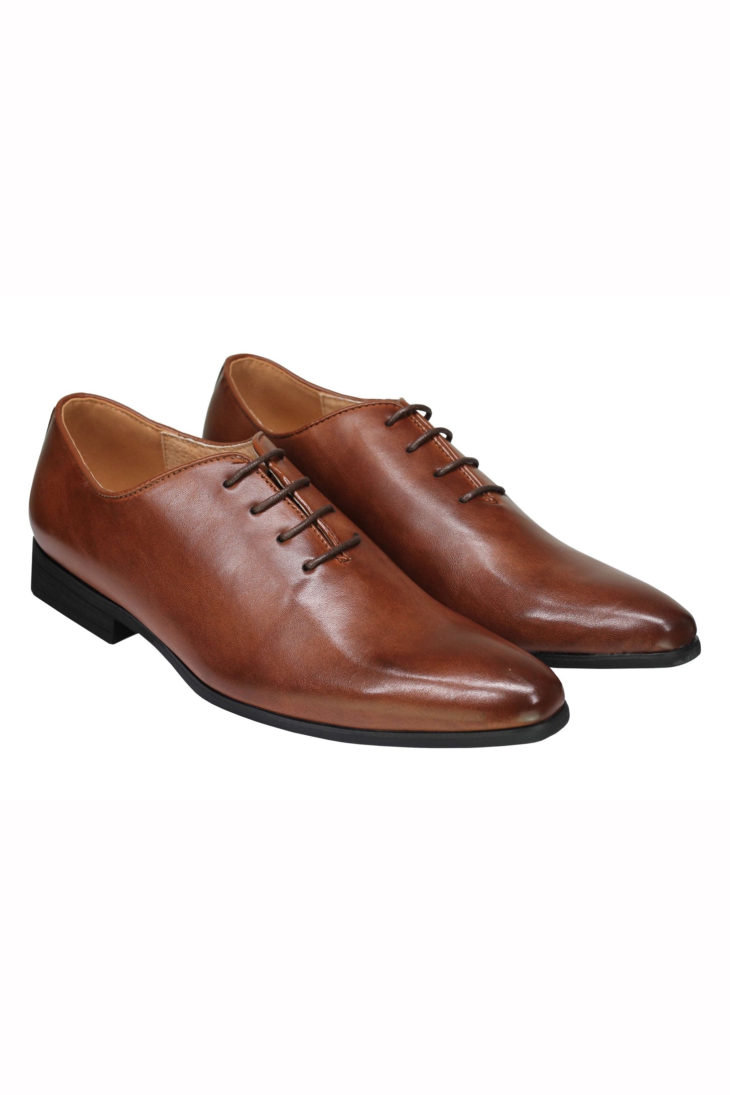 Mens Black Tan brown Classic Polished Leather Lined Upper Wholecut Oxford Shoes