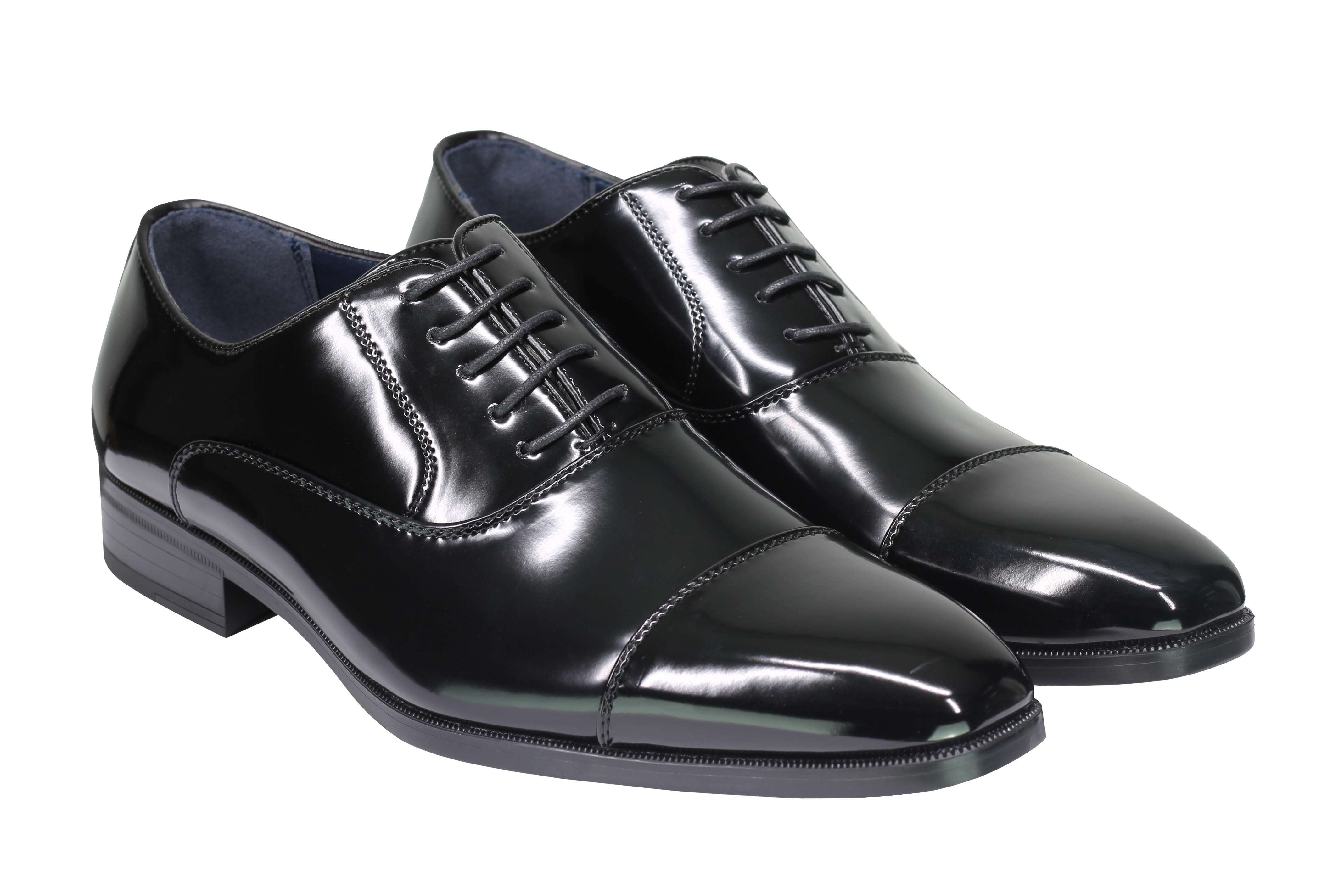 Mens Patent Leather Lined Classic Lace up Oxford Shoes Toe Cap Smart Formal