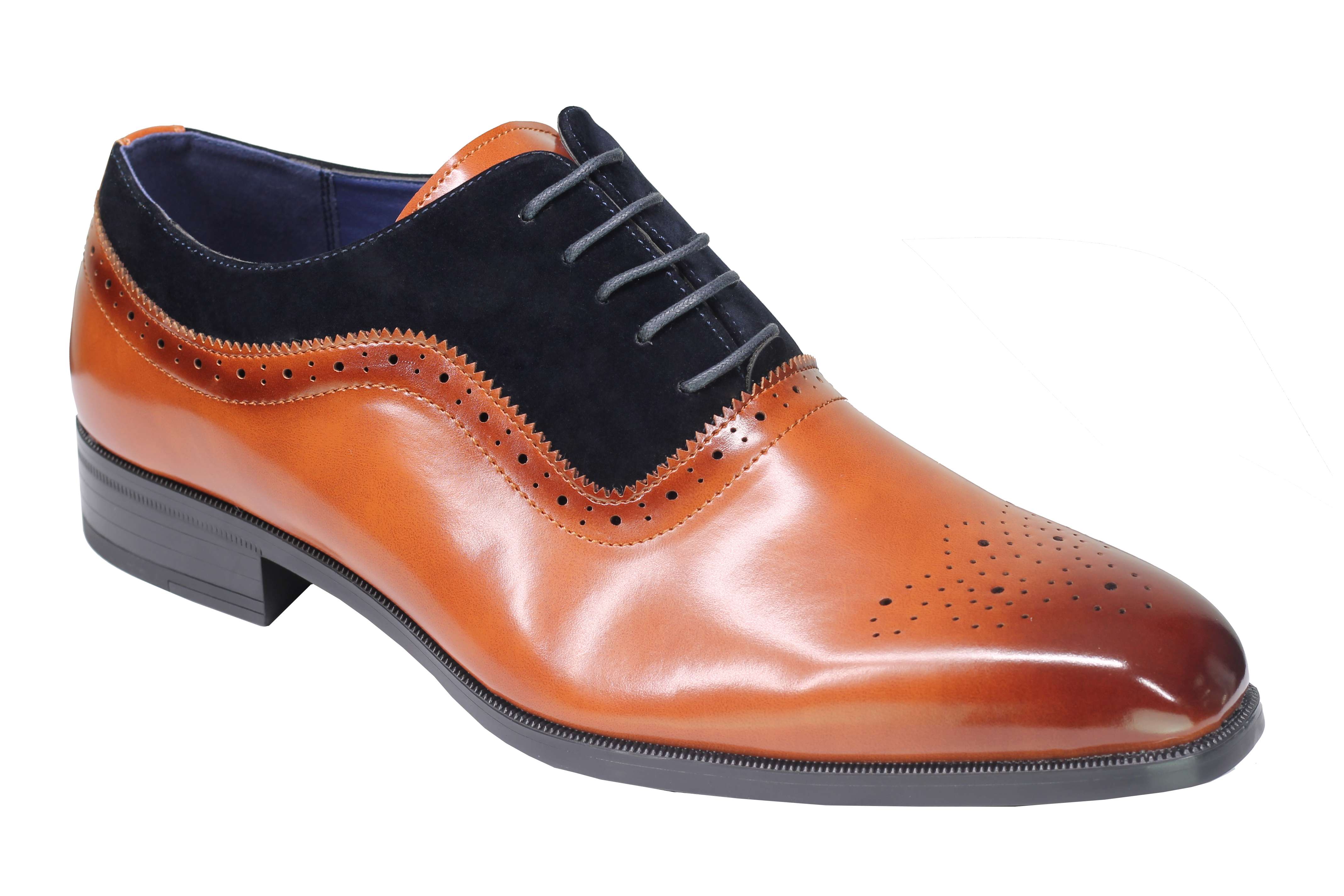 Mens Classic Brogues 2 Tone Suede & Leather Lined Smart Formal Lace up Shoes