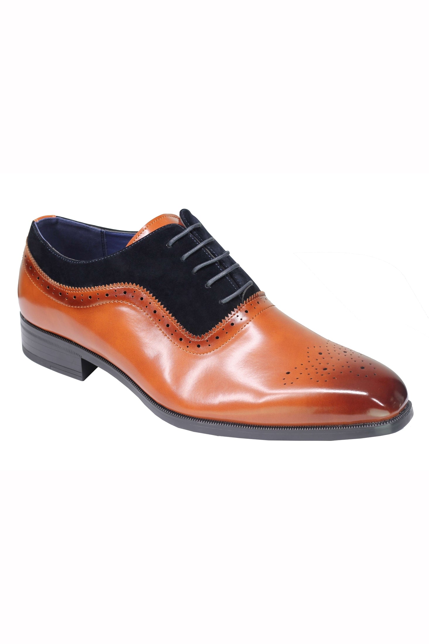 Mens Classic Brogues 2 Tone Suede & Leather Lined Smart Formal Lace up Shoes
