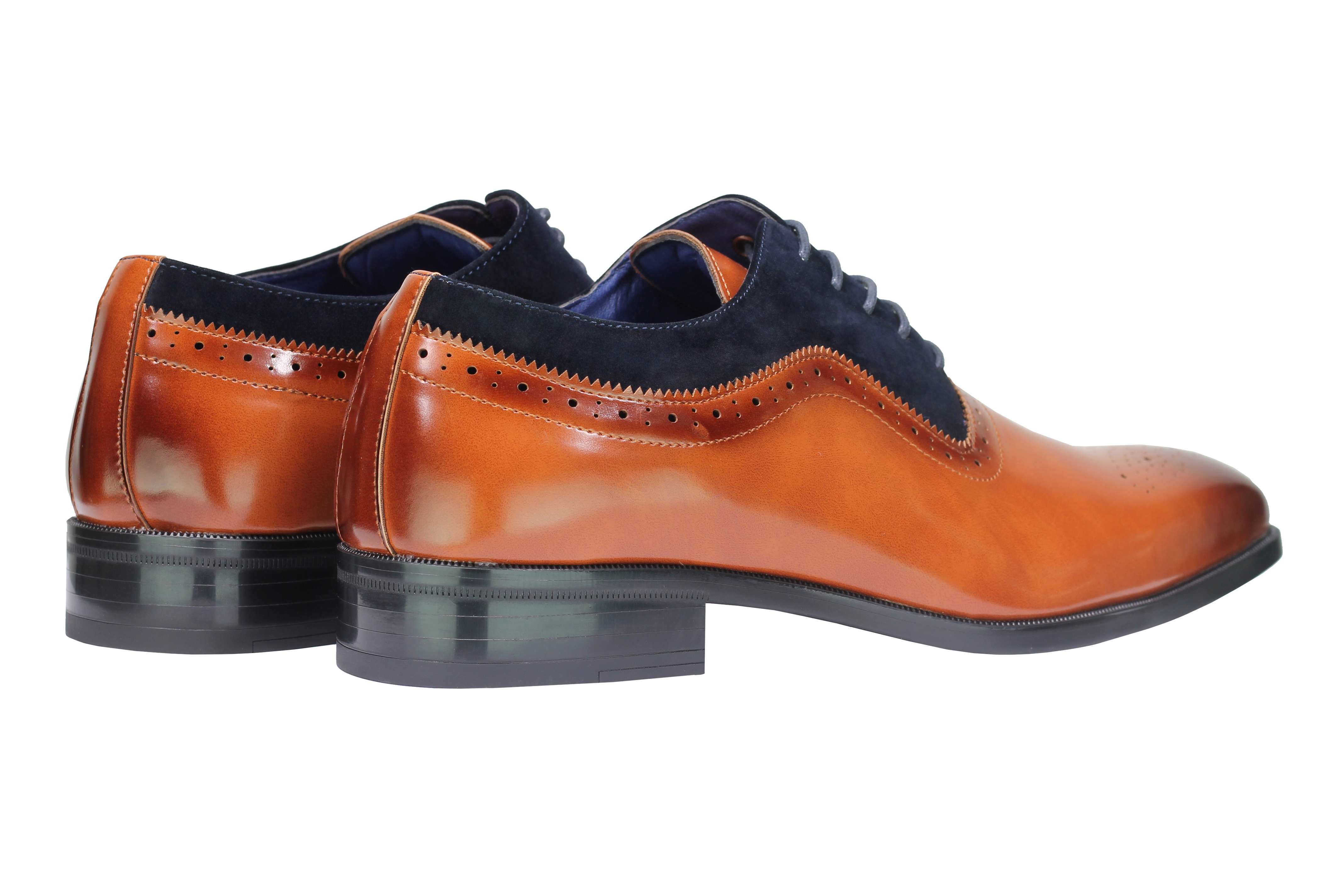 Mens Classic Brogues 2 Tone Suede & Leather Lined Smart Formal Lace up Shoes