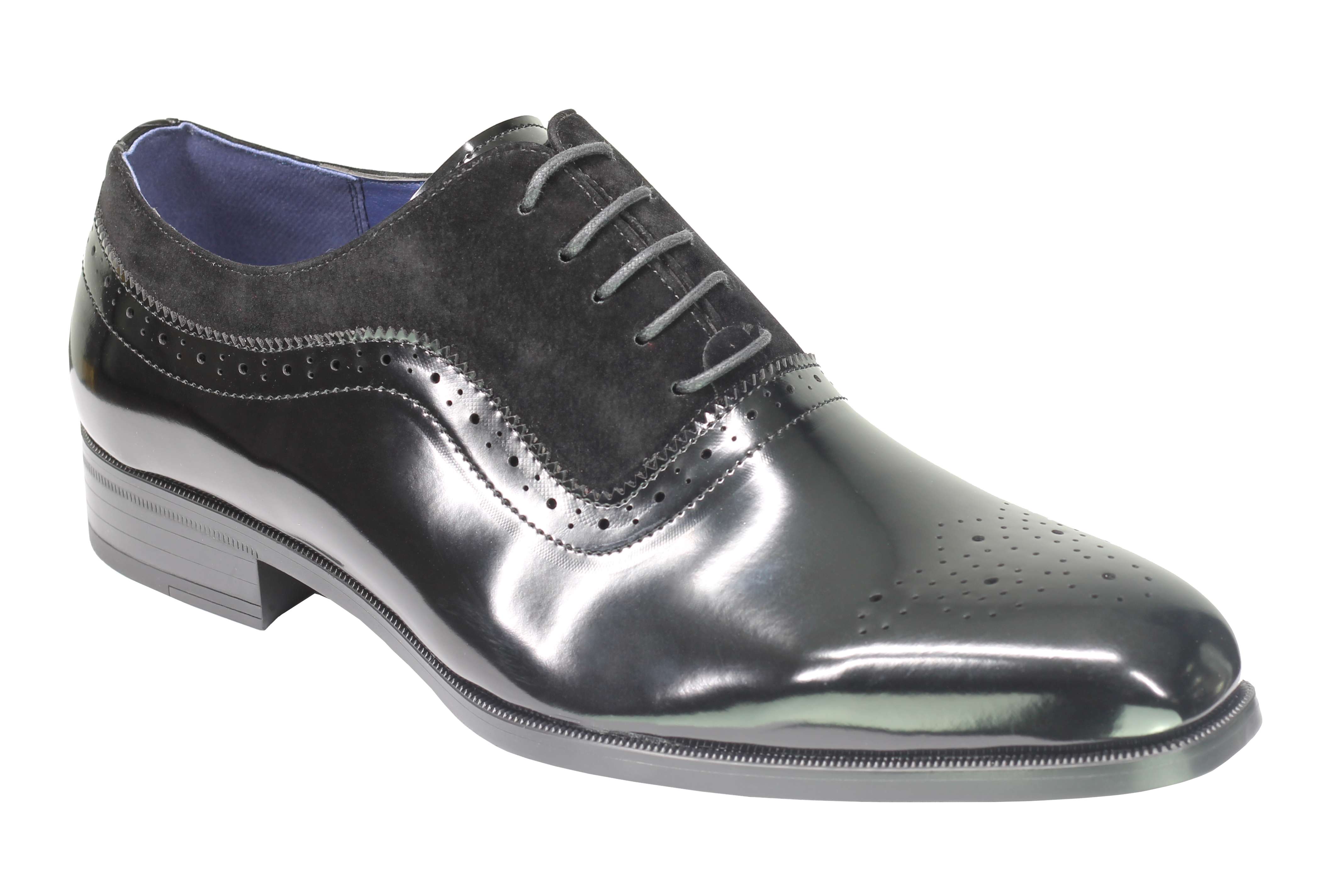 Mens Classic Brogues 2 Tone Suede & Leather Lined Smart Formal Lace up Shoes
