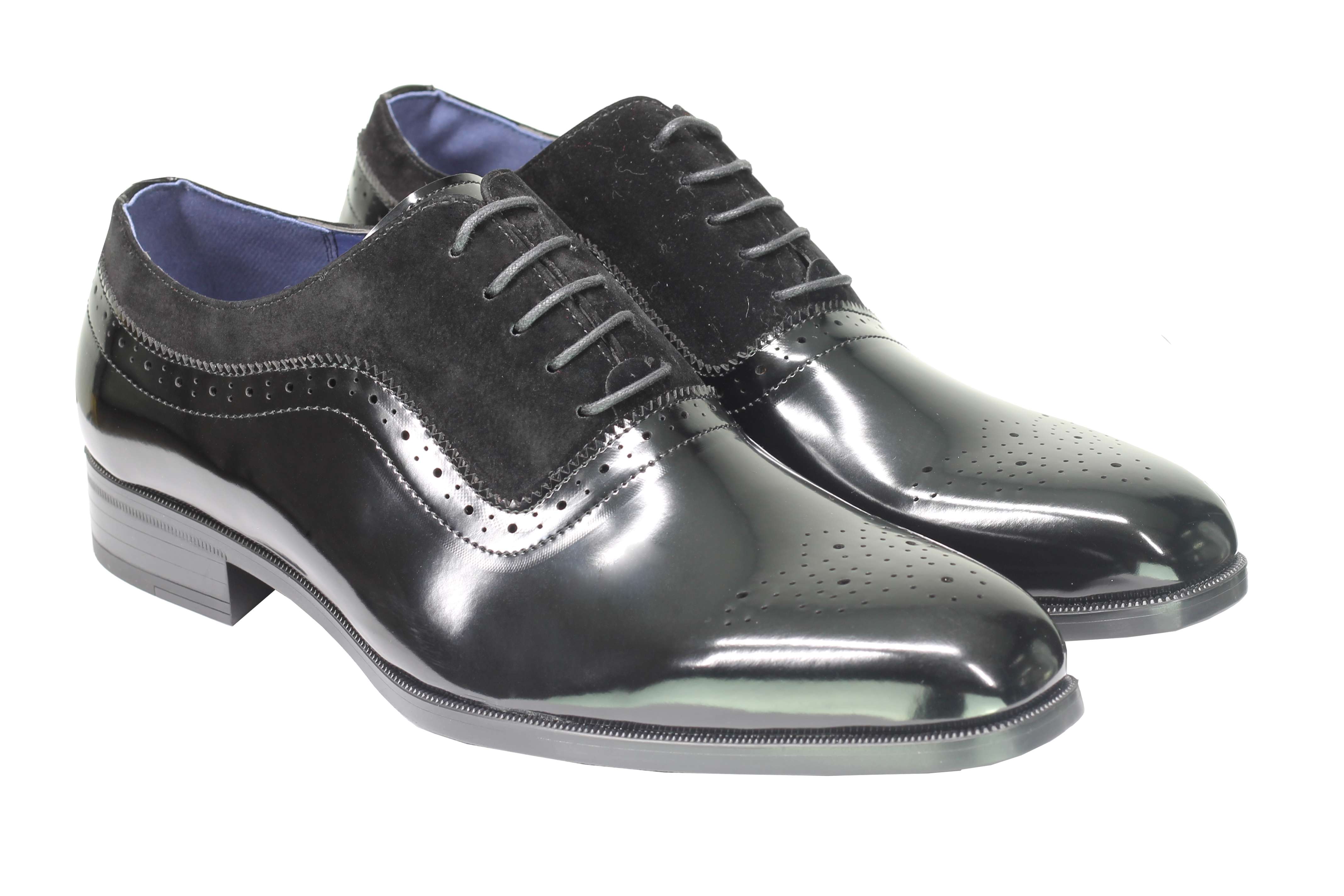 Mens Classic Brogues 2 Tone Suede & Leather Lined Smart Formal Lace up Shoes