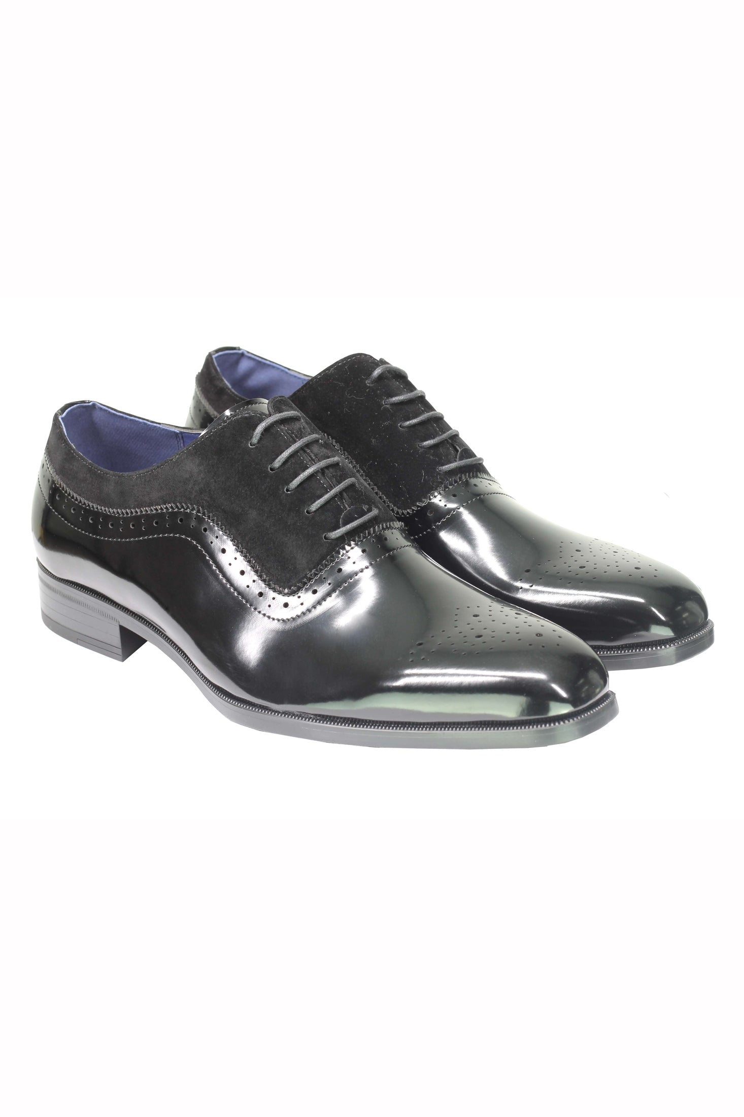 Mens Classic Brogues 2 Tone Suede & Leather Lined Smart Formal Lace up Shoes
