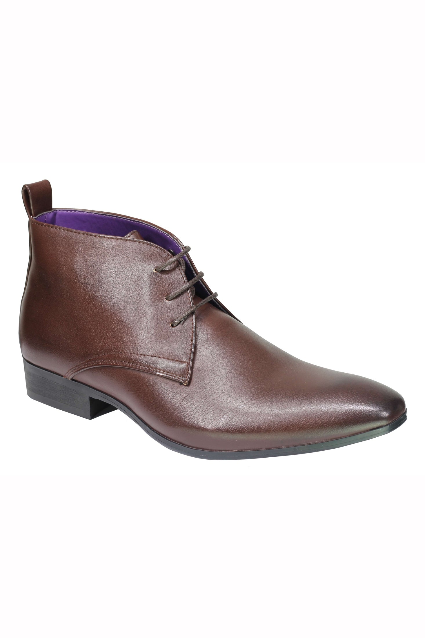 Men’s Brown Leather Lined Chukka Boots Chisel Toe Lace up Ankle Desert Shoes