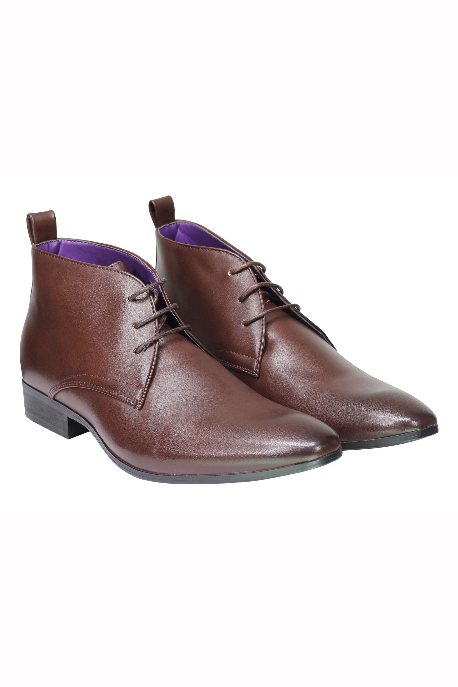 Men’s Brown Leather Lined Chukka Boots Chisel Toe Lace up Ankle Desert Shoes