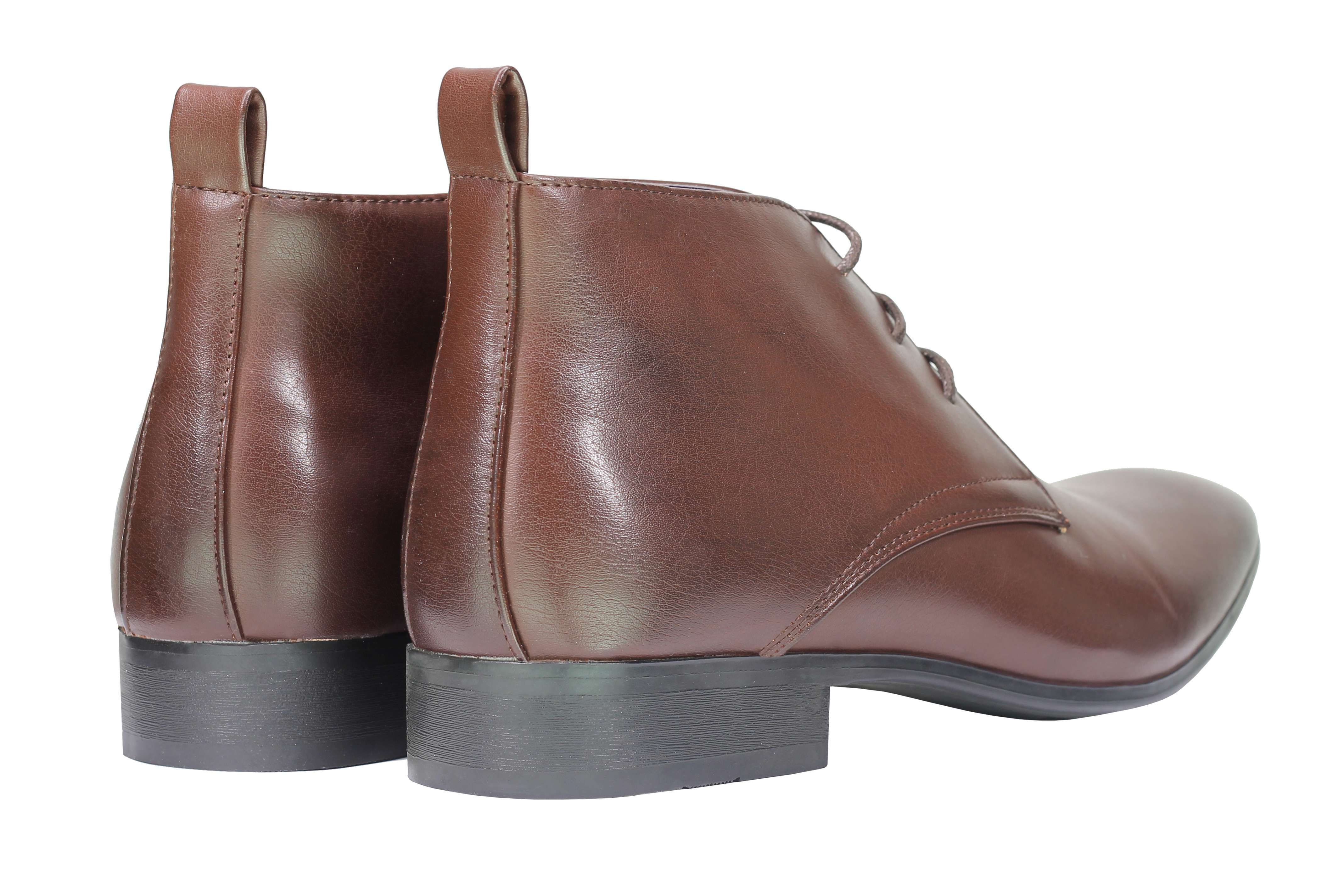 Men’s Brown Leather Lined Chukka Boots Chisel Toe Lace up Ankle Desert Shoes