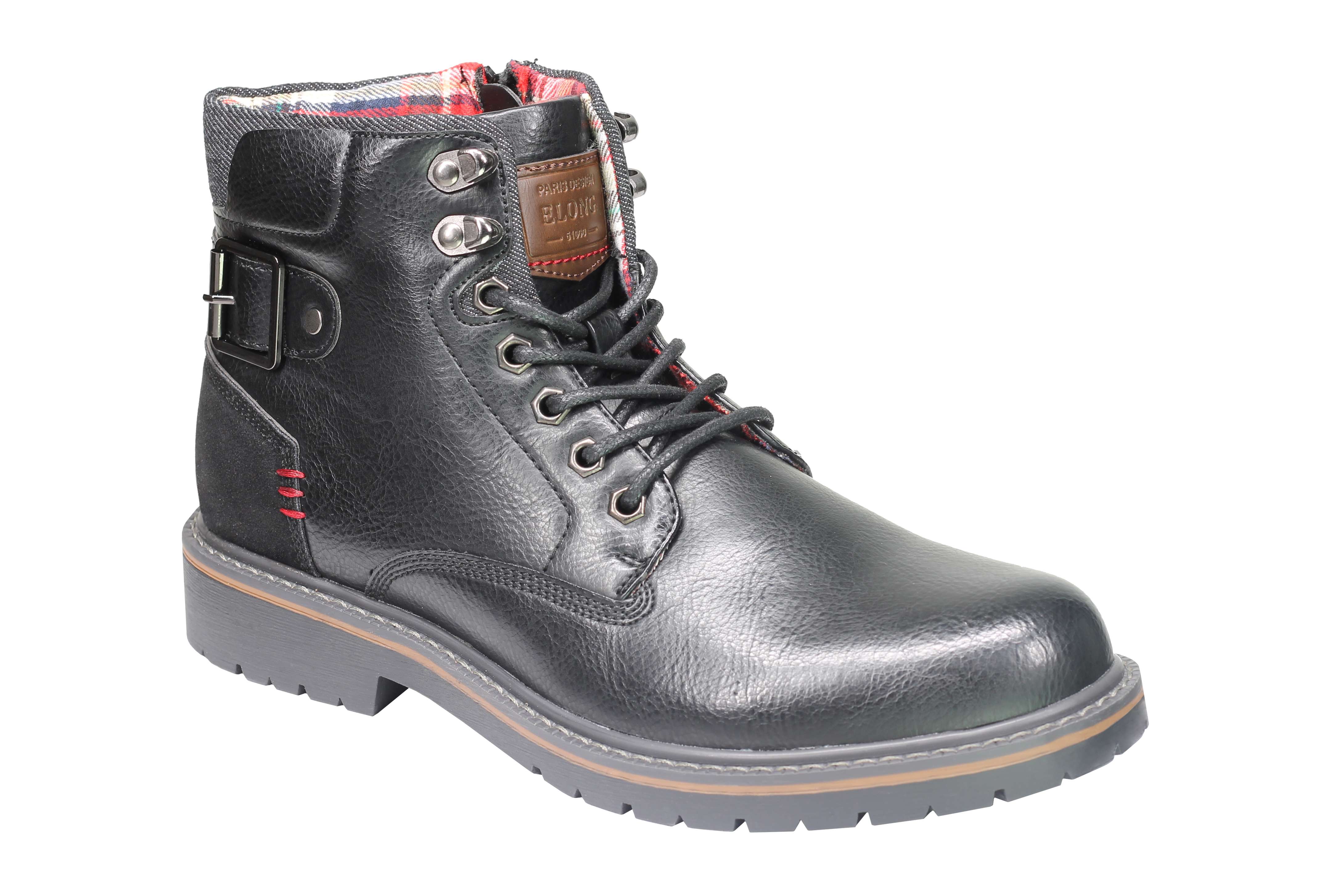 Mens Military Boots Leather Lined Biker Combat Ankle Lace up Zipped Black Brown