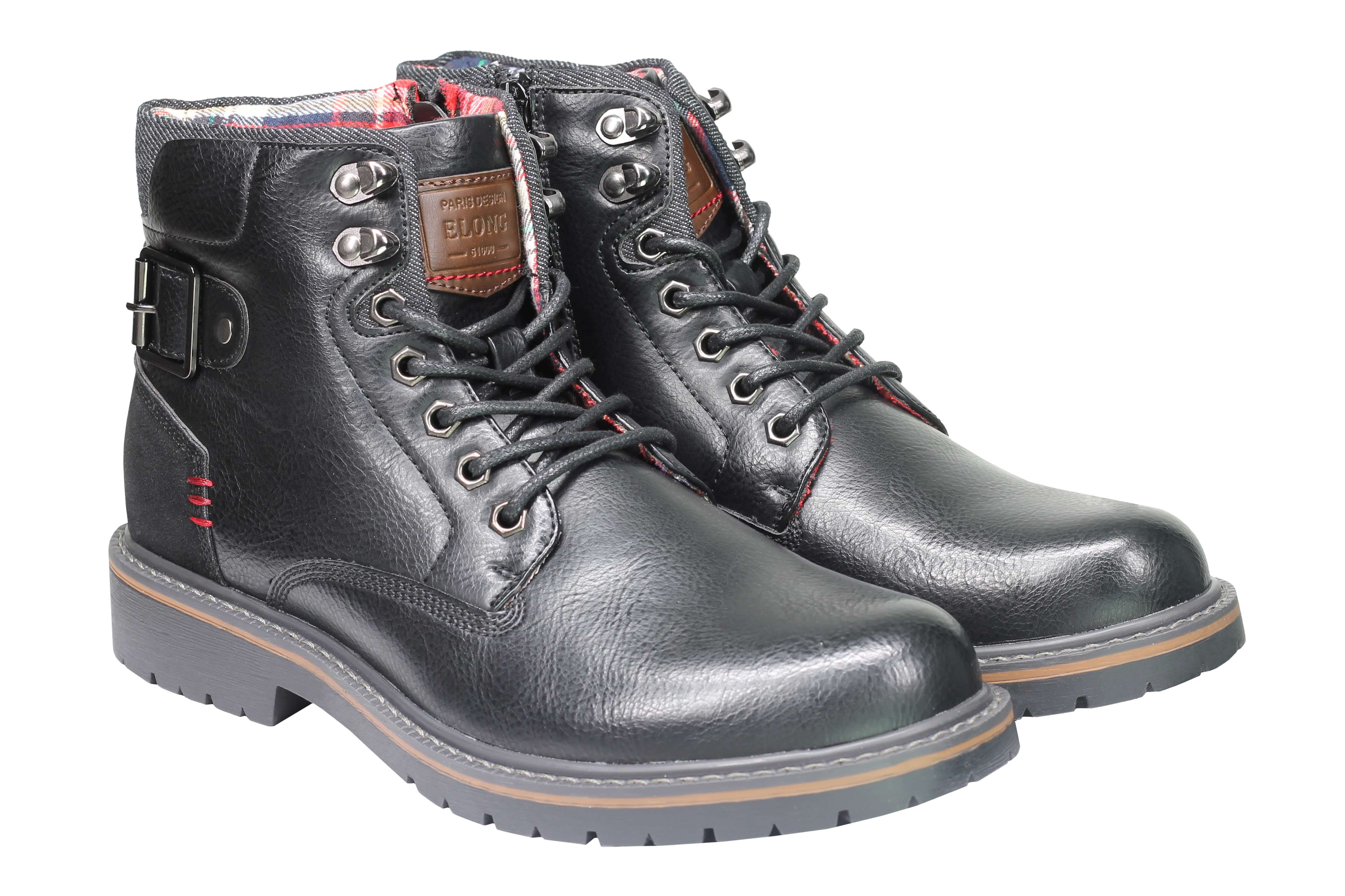 Mens Military Boots Leather Lined Biker Combat Ankle Lace up Zipped Black Brown