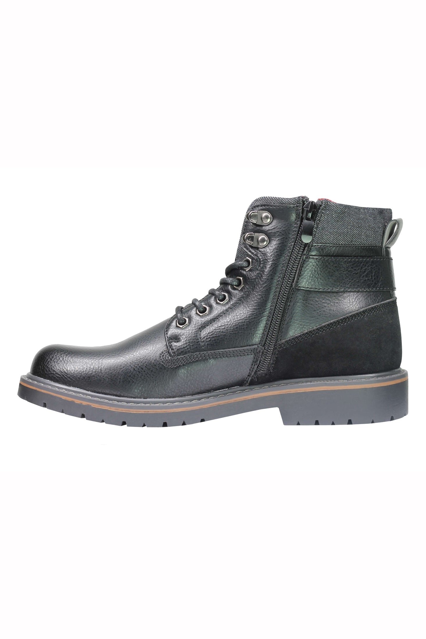 Mens Military Boots Leather Lined Biker Combat Ankle Lace up Zipped Black Brown