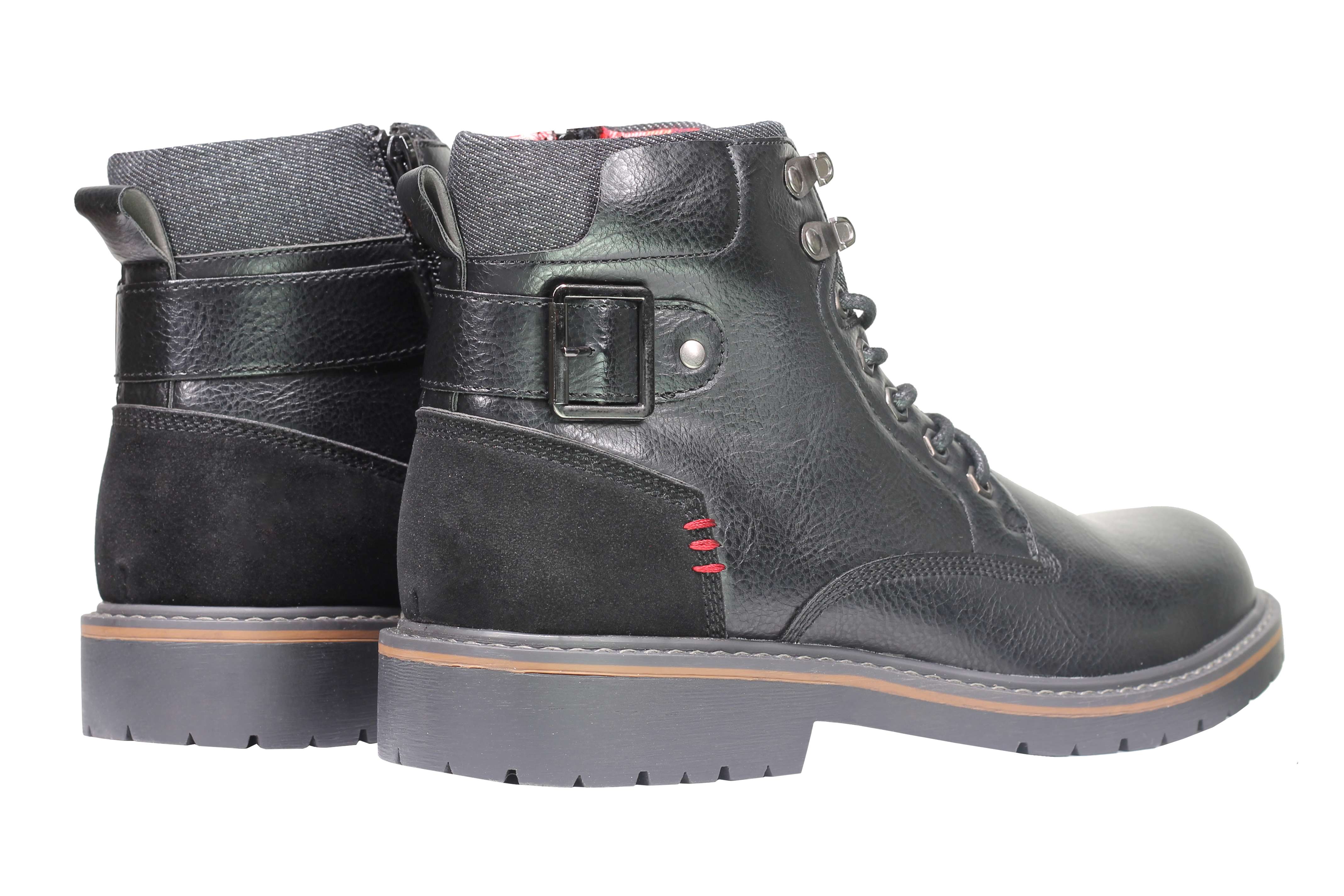 Mens Military Boots Leather Lined Biker Combat Ankle Lace up Zipped Black Brown