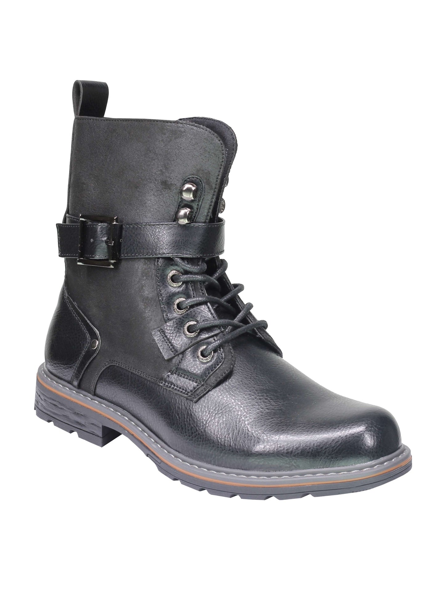 PU LEATHER ANKLE LACEUP BOOTS