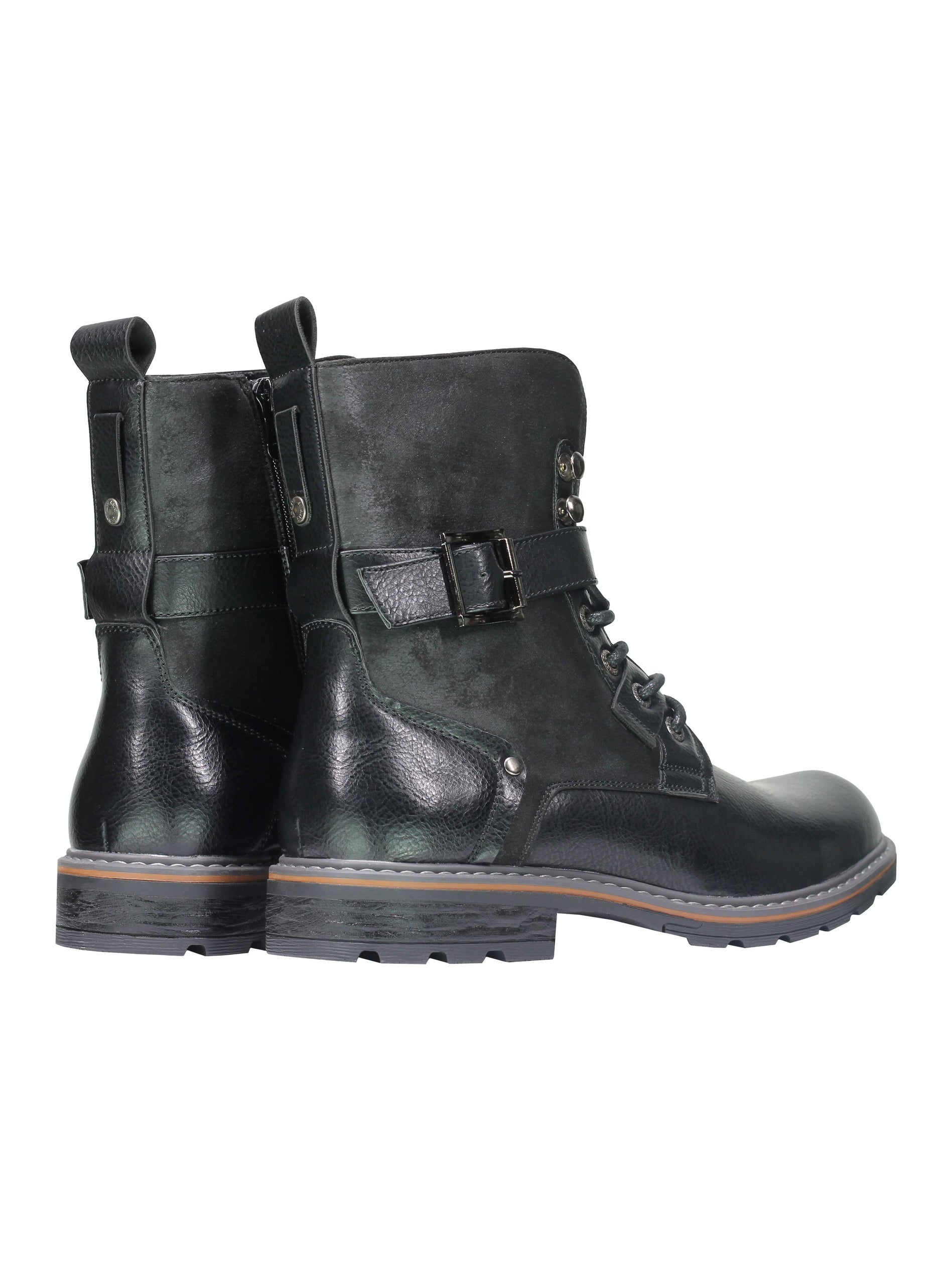 PU LEATHER ANKLE LACEUP BOOTS