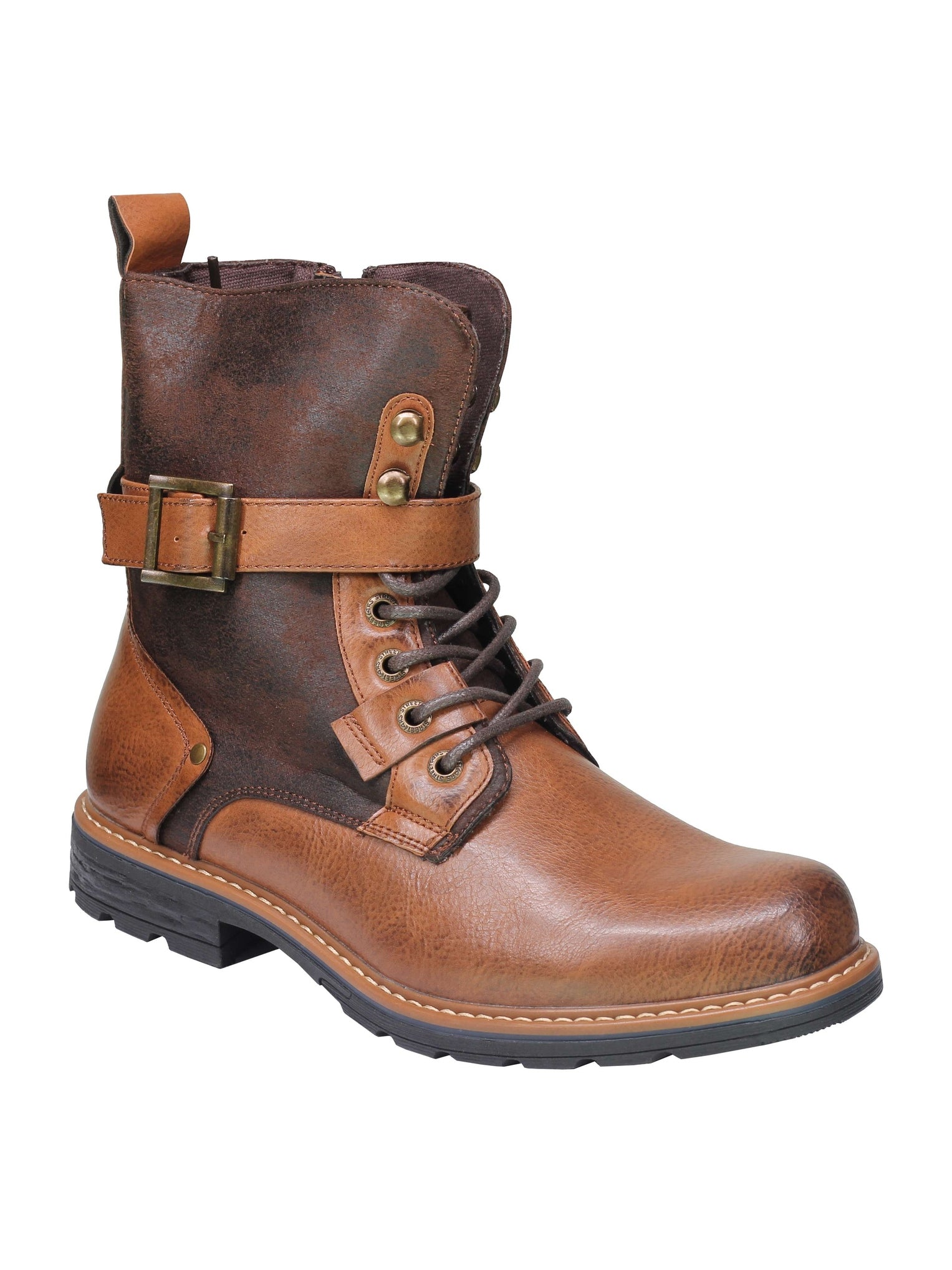 PU LEATHER ANKLE LACEUP BOOTS