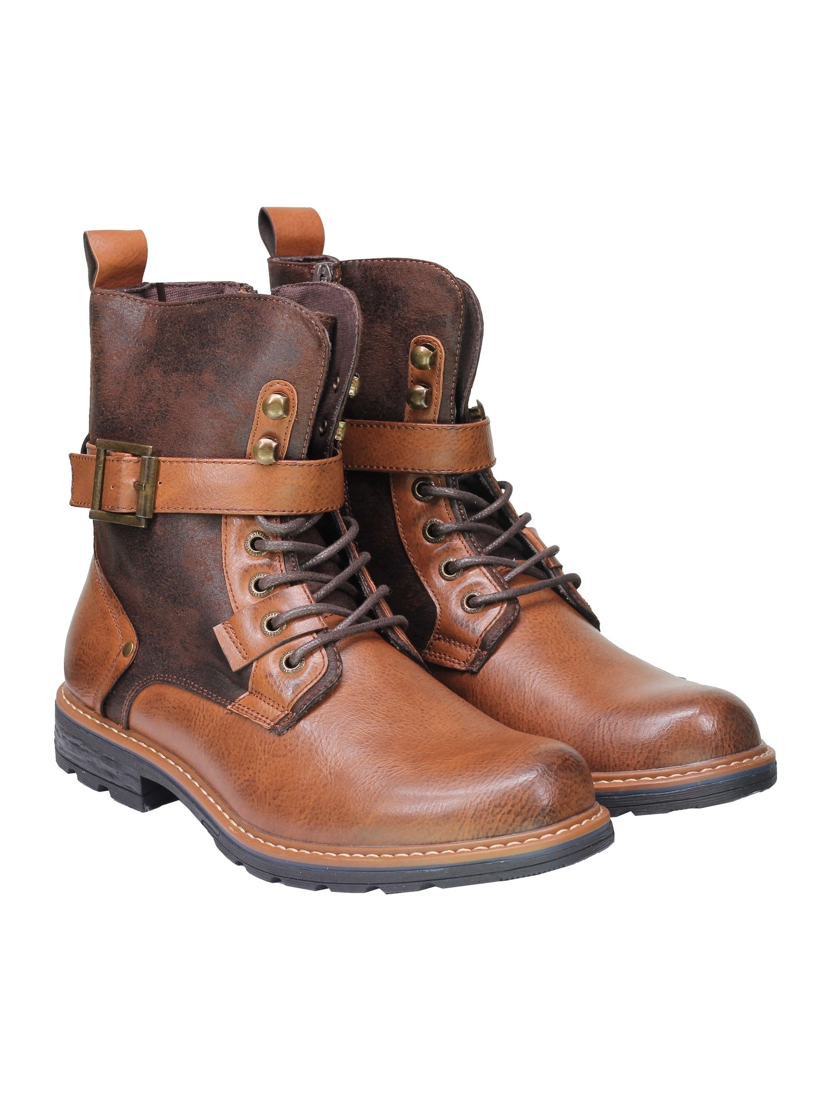 PU LEATHER ANKLE LACEUP BOOTS