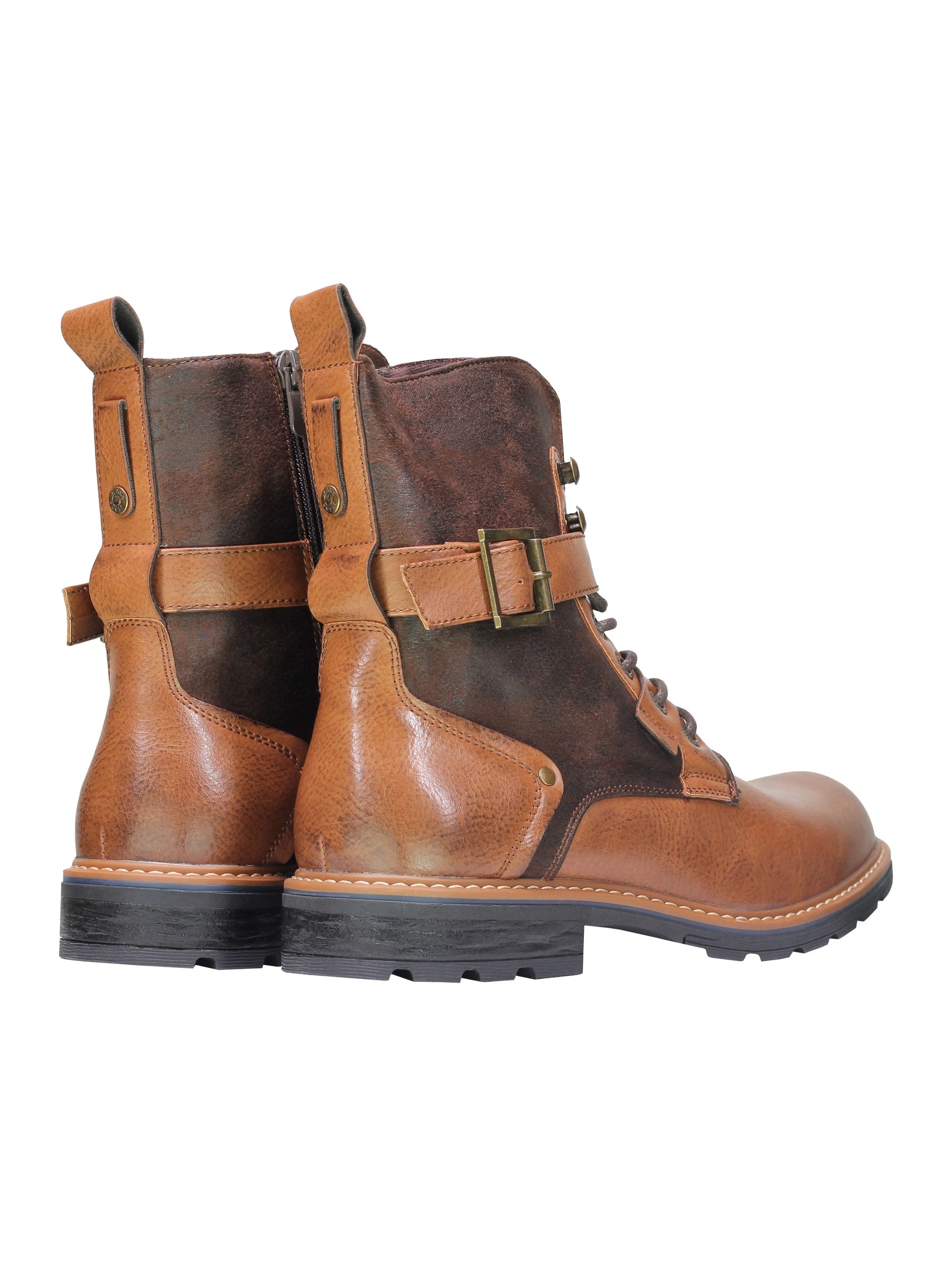 PU LEATHER ANKLE LACEUP BOOTS