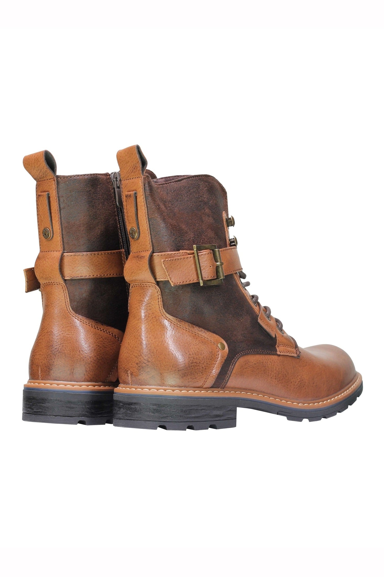 PU LEATHER ANKLE LACEUP BOOTS