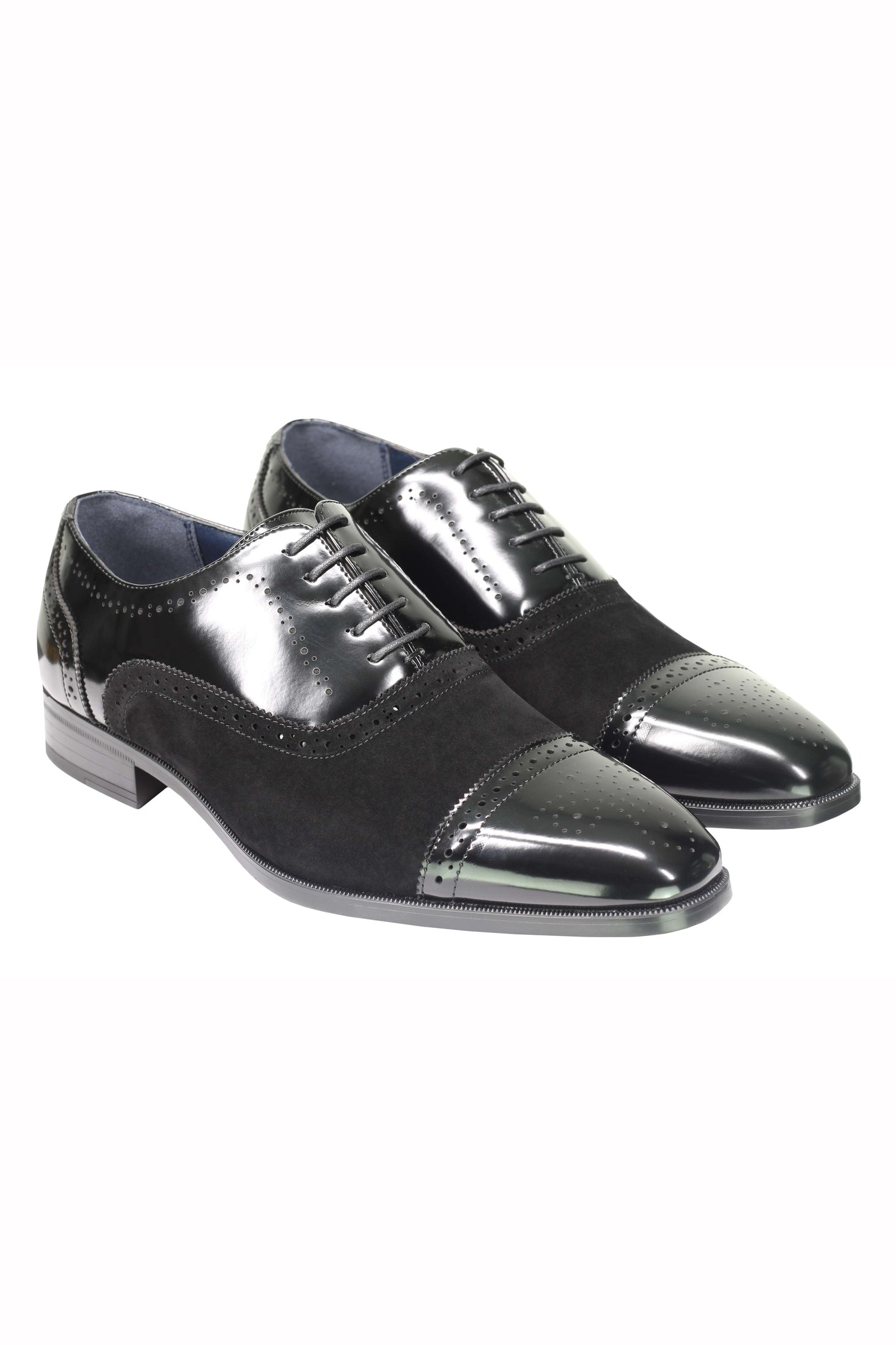 SUEDE & LEATHER BLACK BROGUES