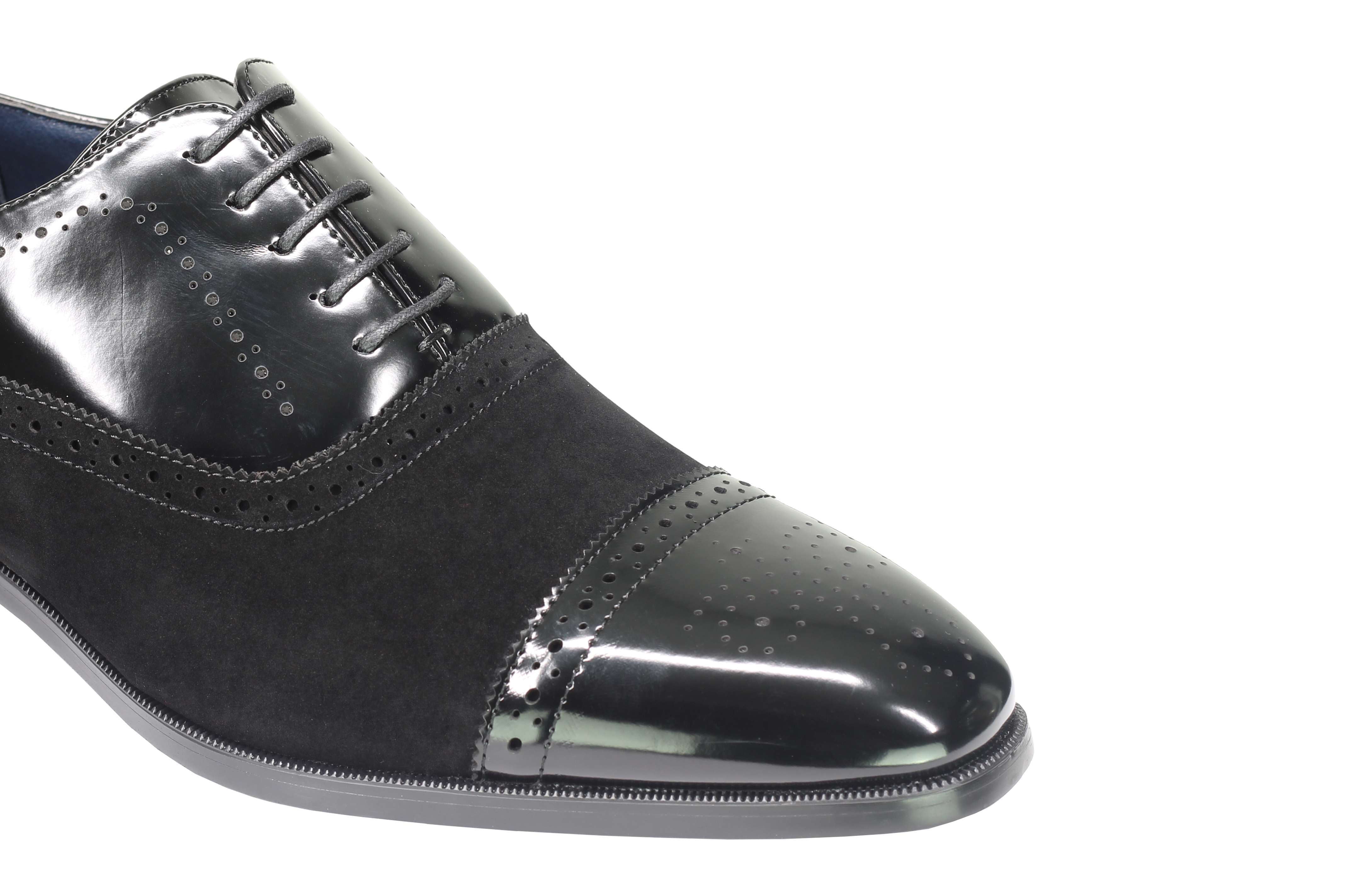 SUEDE & LEATHER BLACK BROGUES