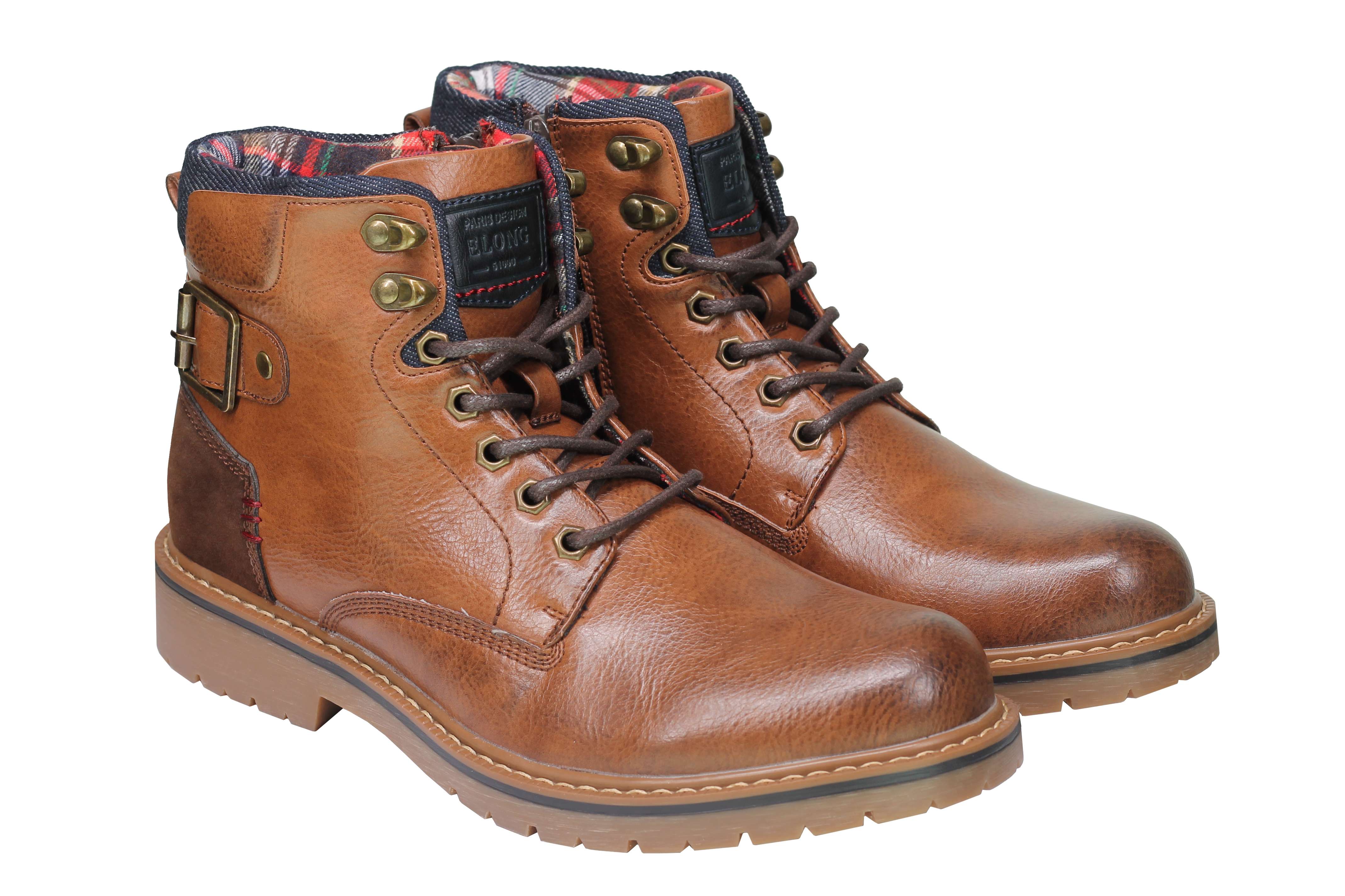 Mens Military Boots Leather Lined Biker Combat Ankle Lace up Zipped Black Brown